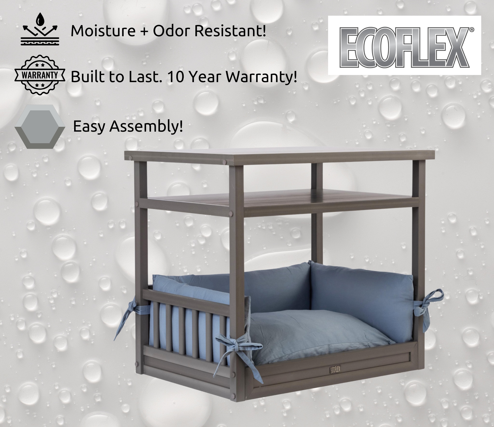 Grey ECOFLEX Elevated Orthopedic Dog Bed Nightstand