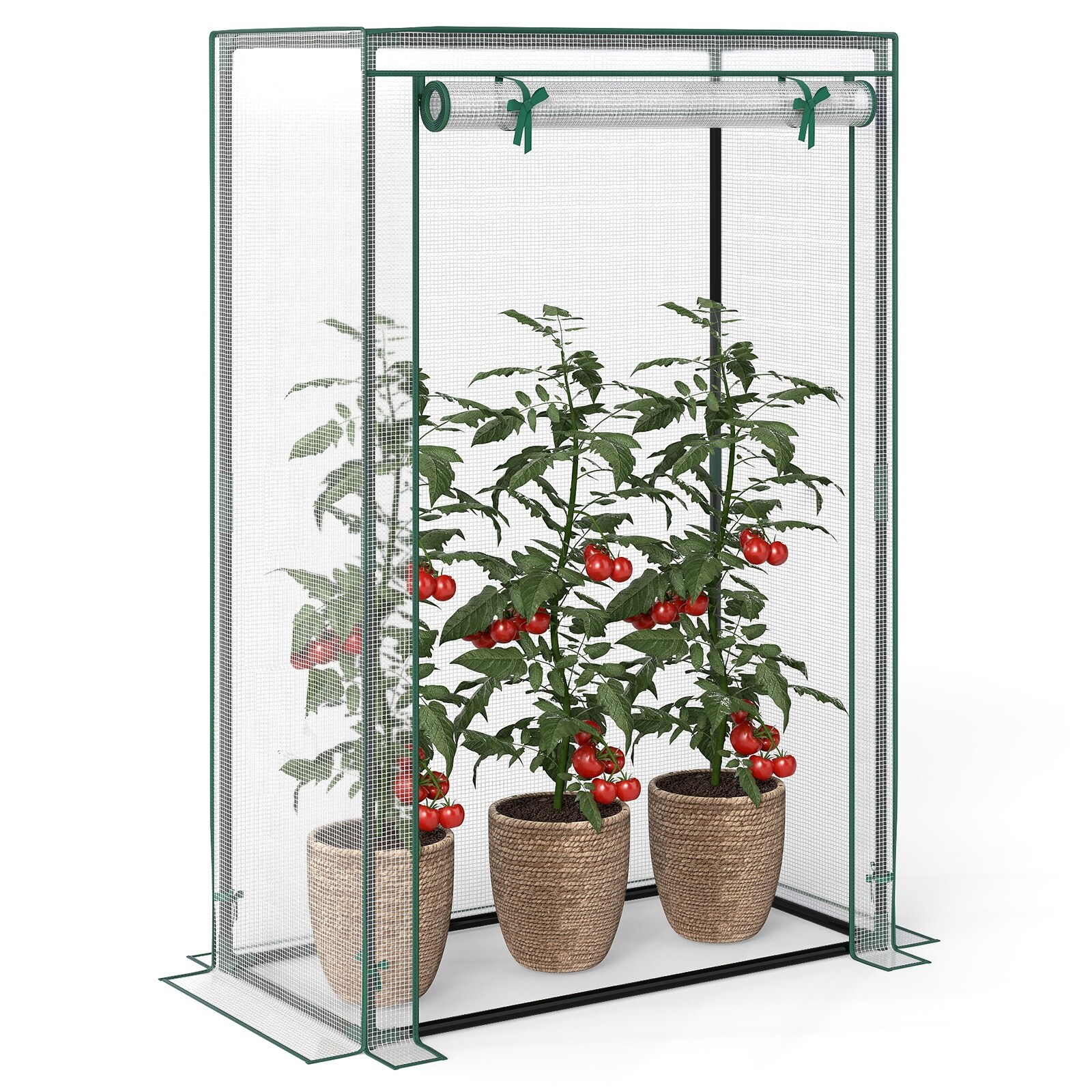 Volenca - Portable Mini Greenhouse 39 by 20 by 59-in with Roll-Up Zipper Door and Heavy-Duty Meta...