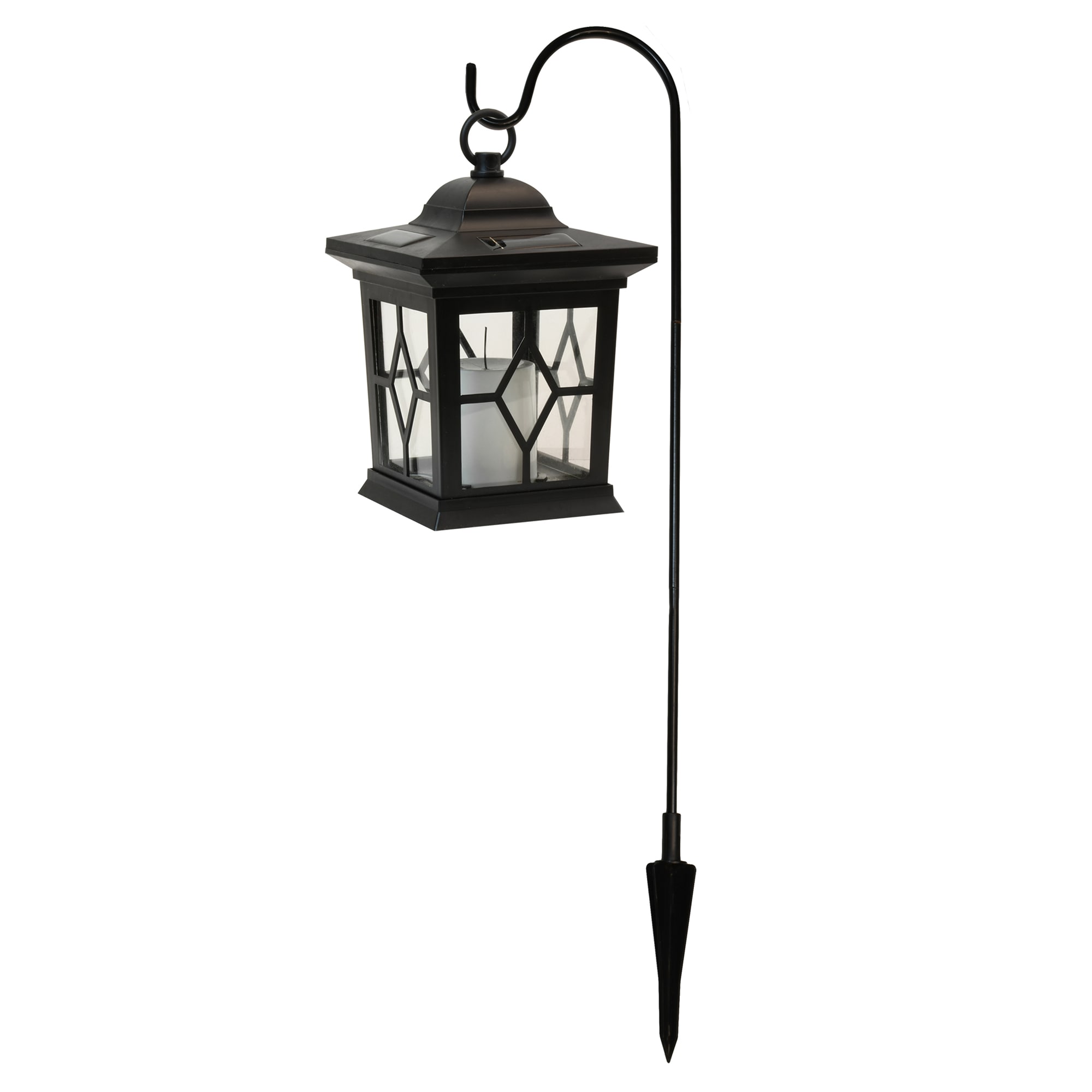 LumaBase 95901 5.75-in x 30.25-in Black Plastic Solar Outdoor Decorative Lantern