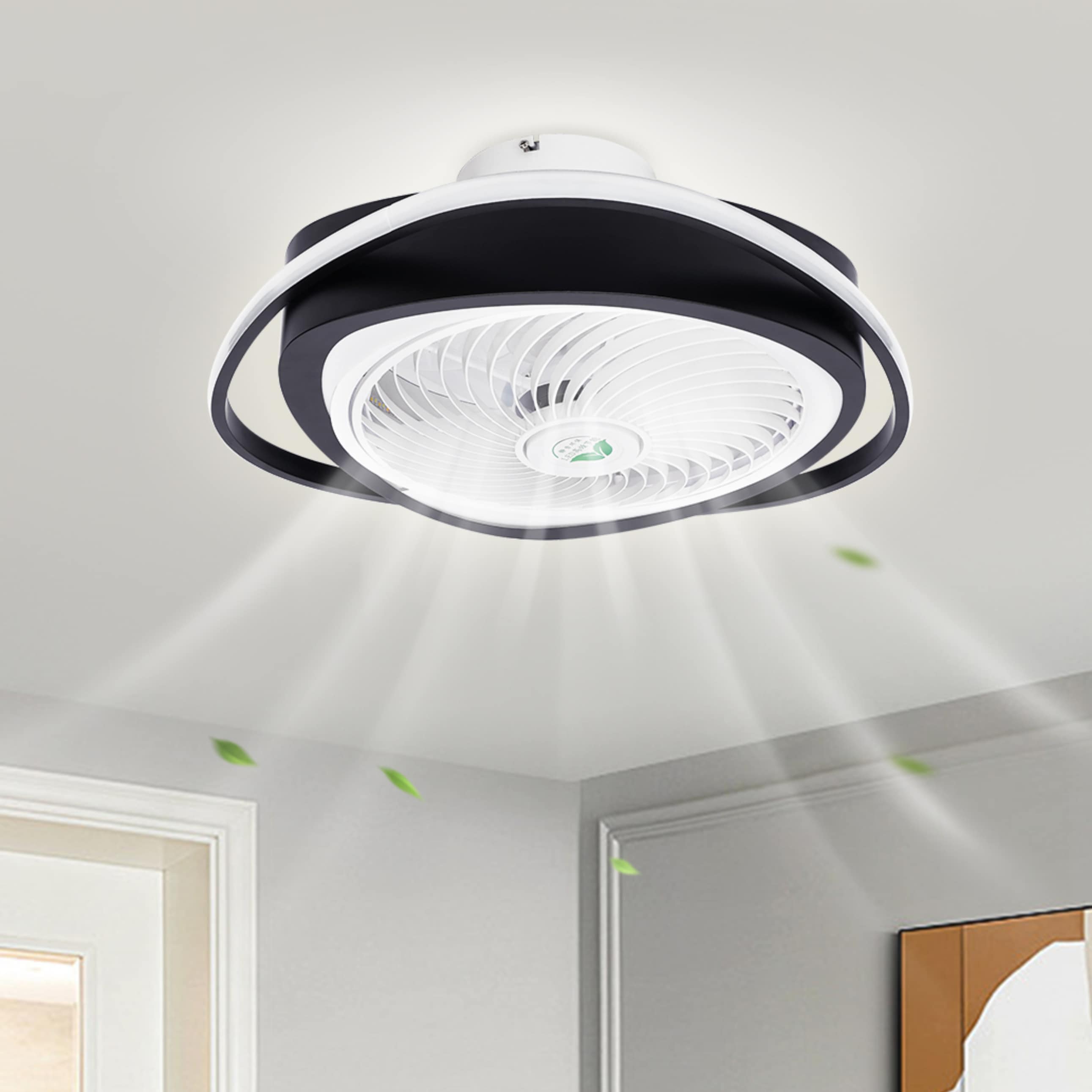 Oukaning HG-ZJGJ-5411-US-987 20-in Color-Changing Integrated LED Flush Mount time sets with ABS Blades Fandelier - Remote Included ( 5 -Blade )