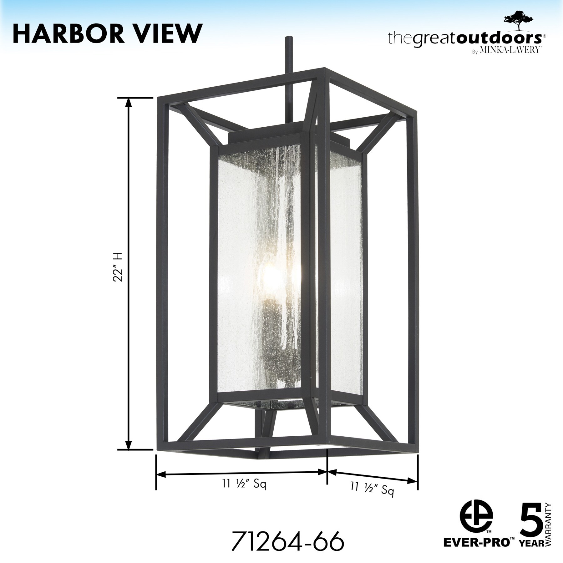 Sand Coal 4-Light Outdoor Hanging Lantern with Clear Seeded Glass