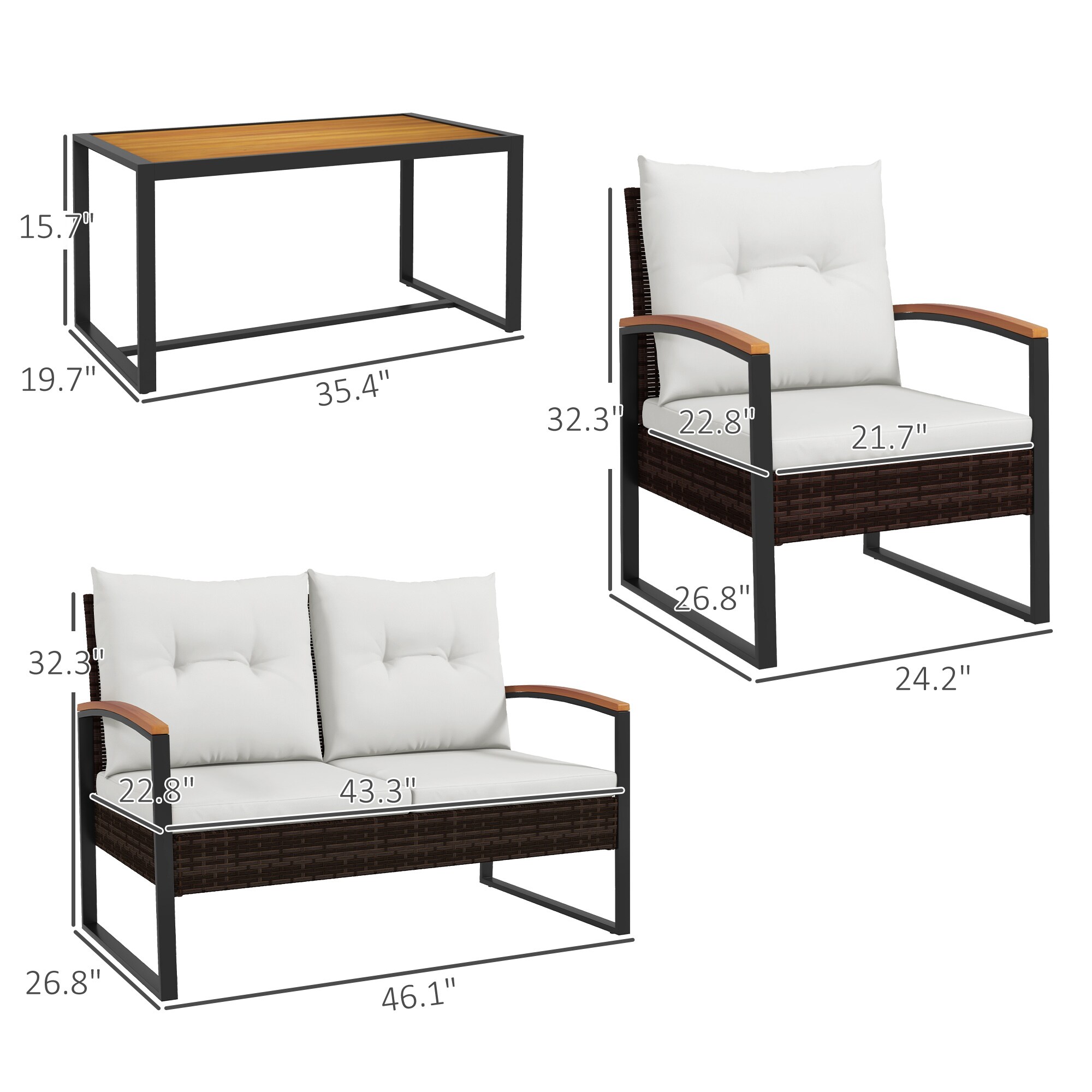 Outsunny 860-344V00WT Patio-Conversation-Sets - View #3
