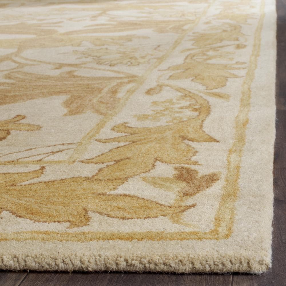 Heirloom Elegance 6' Square Hand-Tufted Wool Rug in Beige and Gold