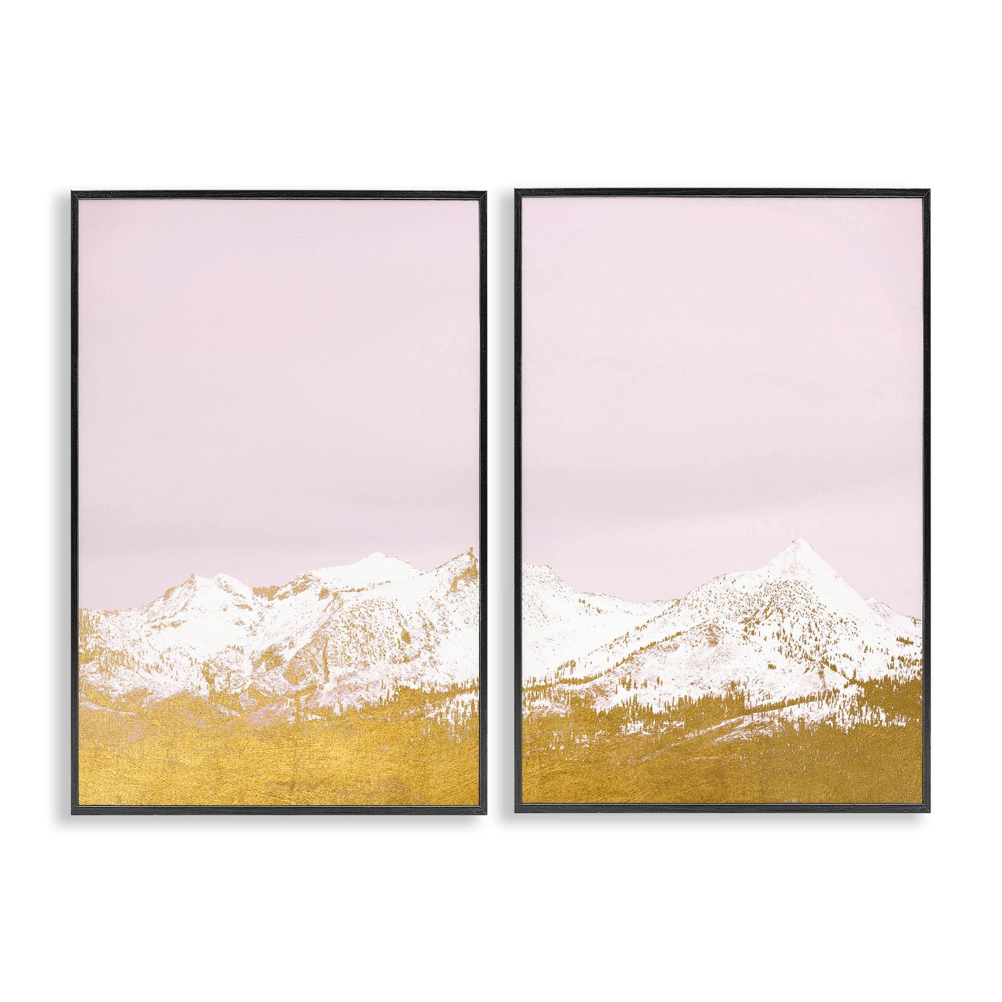 Stupell Industries B2-889-FR-2PC-12X18 Snow Tipped Mountains on Pink 2 Piece Black Framed Giclee Art Set By Gemma Bardot 12 x 18