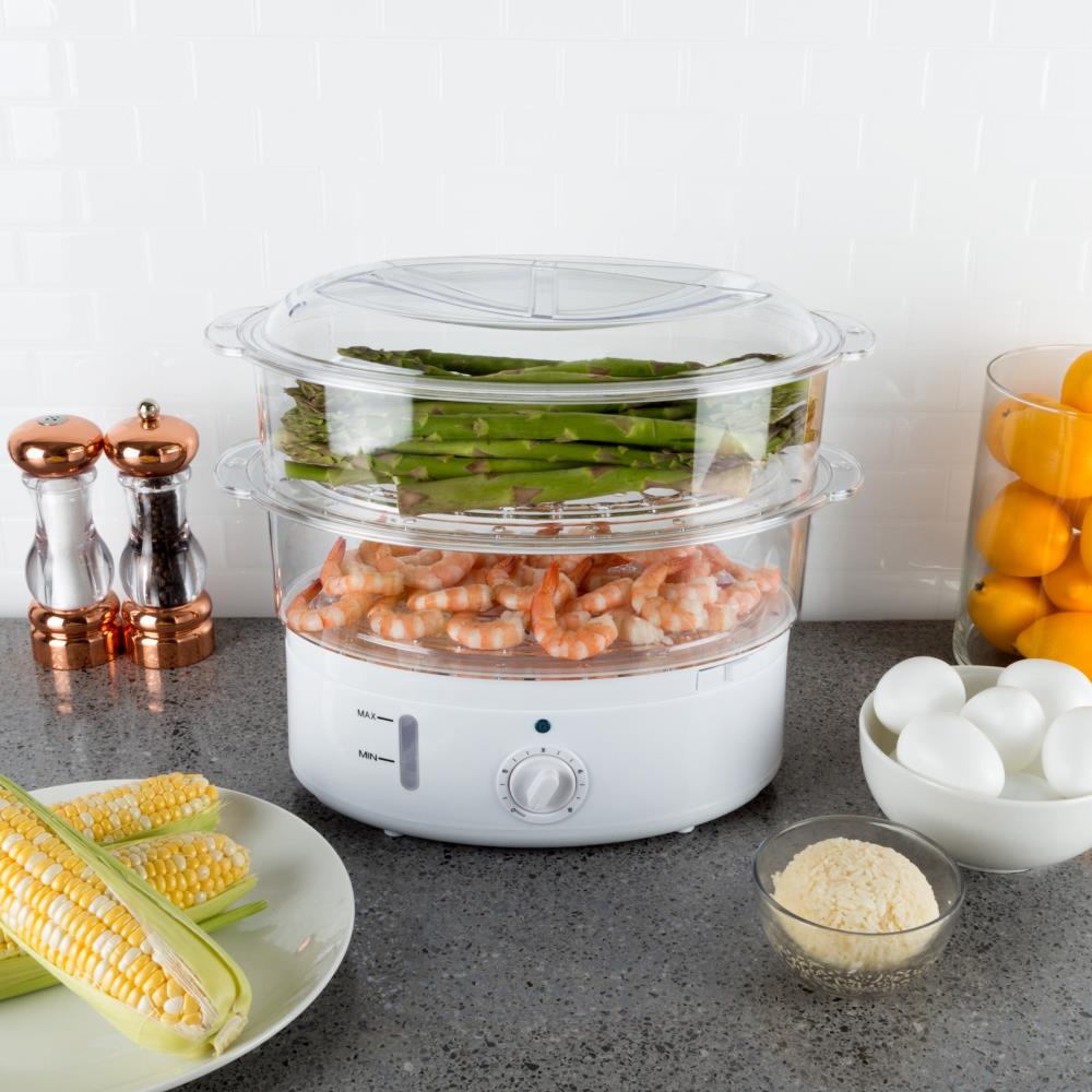 Kalorik 3 Tier Food Steamer - White & Translucent, 60-Minute Timer, Turbo  Steam Ring, 9L Transparent Baskets - Perfect for Healthy Cooking in the  Food Steamers department at