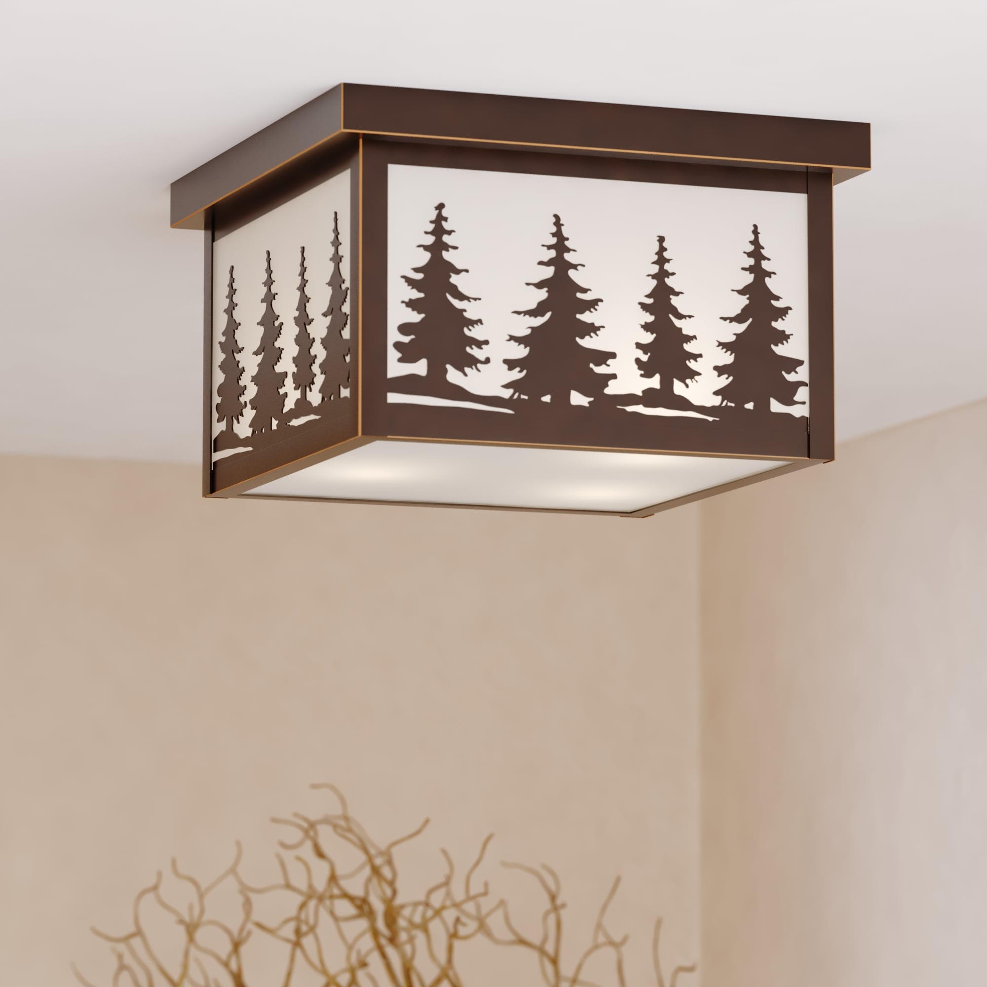 Cascadia Mission 11.5-in W Oil Burnished Bronze Outdoor Flush Mount Light