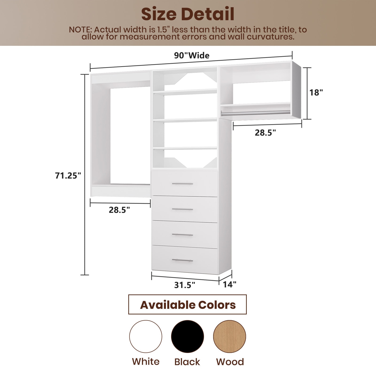 LOVMOR LO-MODEL16-6-ZJL Wood-Closet-Shelves - View #2