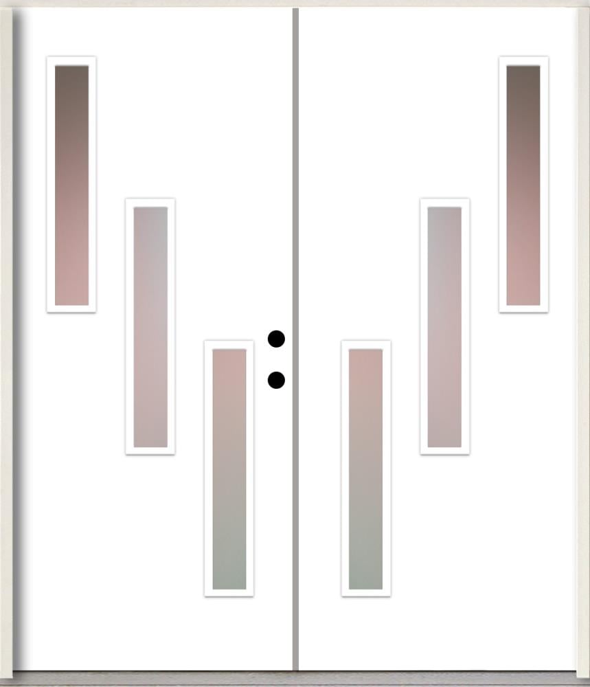 RELIABILT LO1062335 Spotlights 72-in x 80-in x 4-5/8-in Fiberglass 1/4 lite Left-hand inswing Primed Unfinished Prehung Double Front Door Insulating core