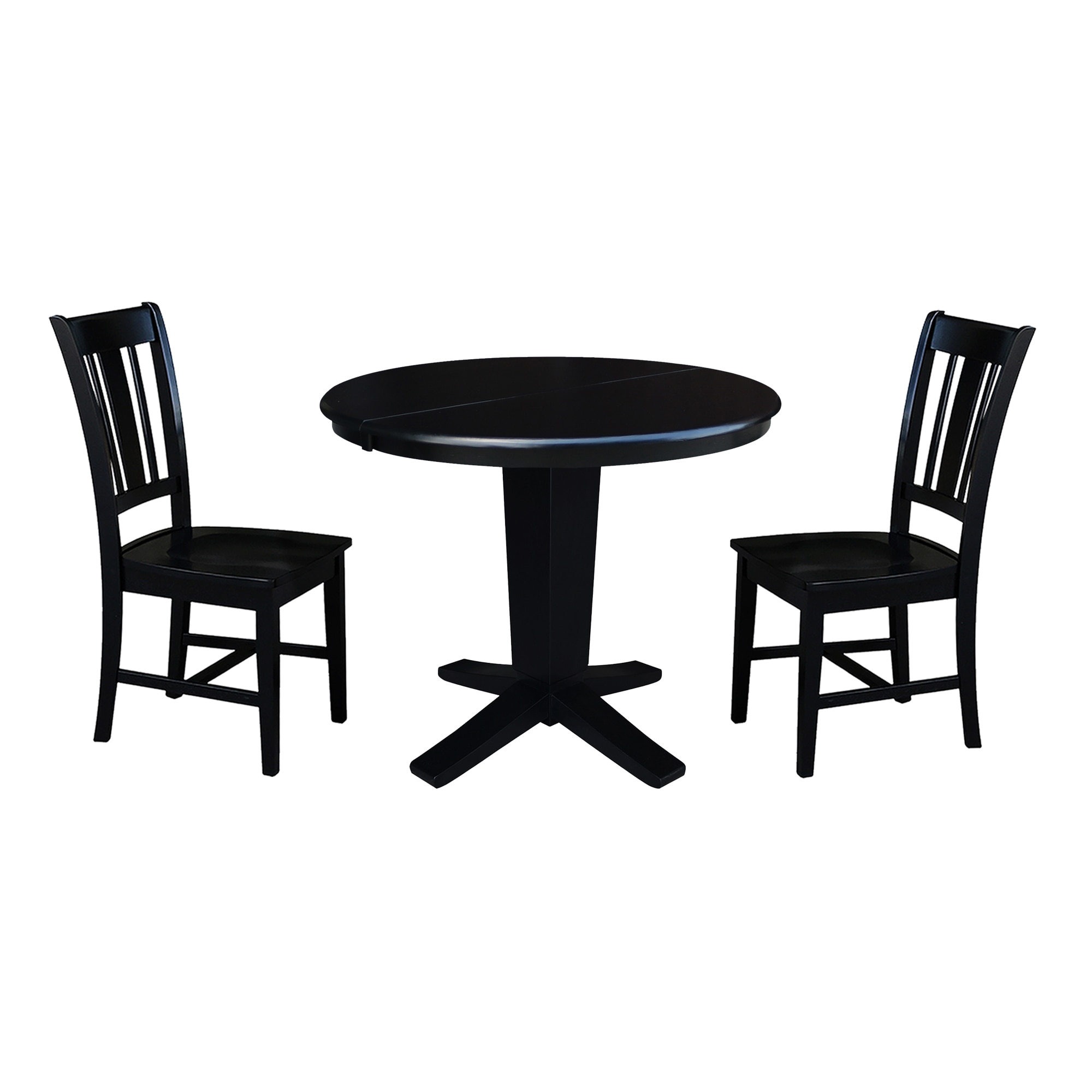 International Concepts K46-36RXT-23B-C10-2 Black Traditional Dining Room Set with Round Table ( Seats 4 )