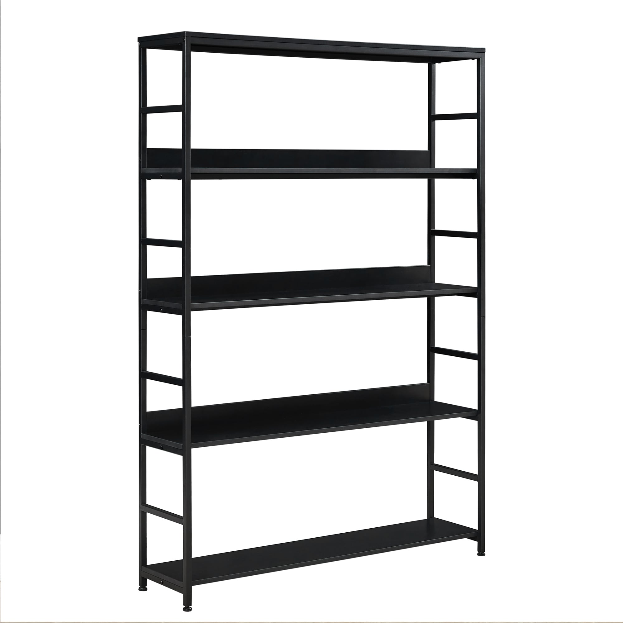 CASAINC Bookcase Black Metal 5-Shelf Ladder Bookcase (47.24-in W x 68.9 ...