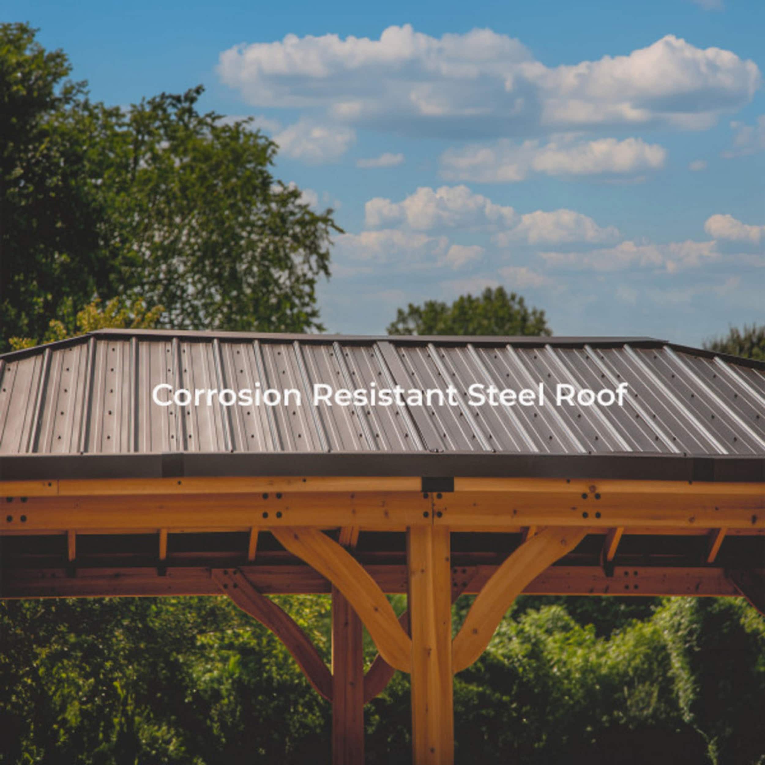 Barrington 20' x 12' Cedar Wood Gazebo with Steel Roof
