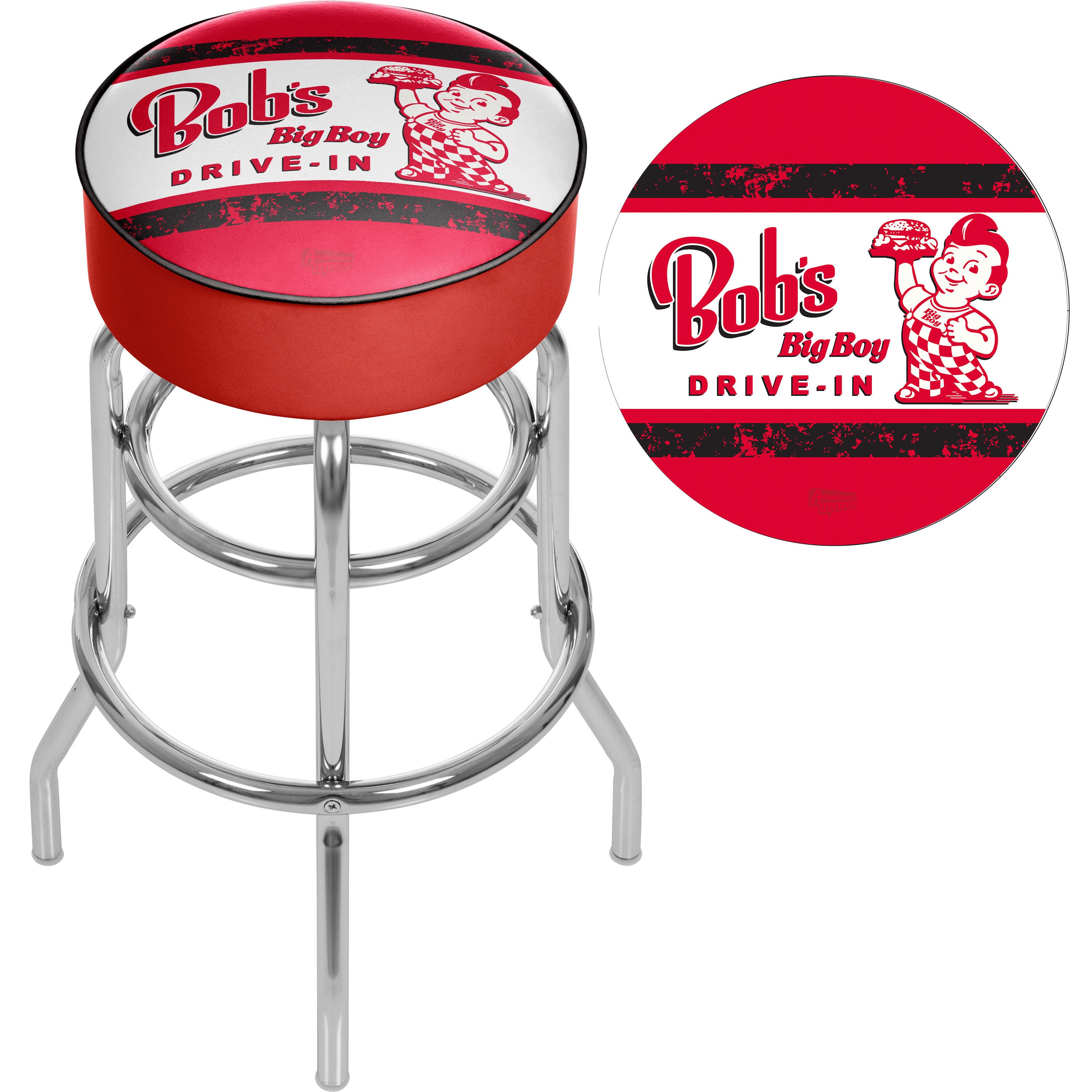 Trademark Gameroom Bar Stools Chrome 5 In H Bar Height Upholstered Swivel Metal Backless Bar 