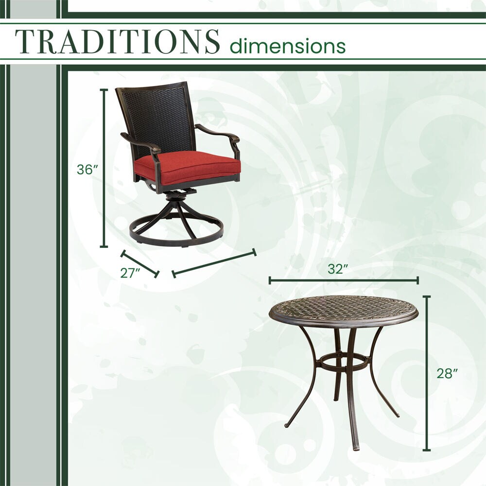 Hanover TRADDNWB3PCSWC-RED Patio-Dining-Sets - View #4