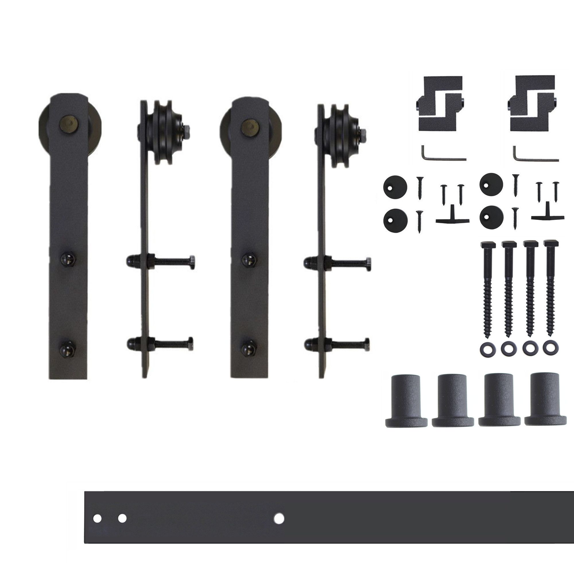 HOMACER 156-in Brushed Nickel Indoor I-strap Single Barn Door Hardware Kit ZT1DNZ156C Sansujyuku sansujyuku.com