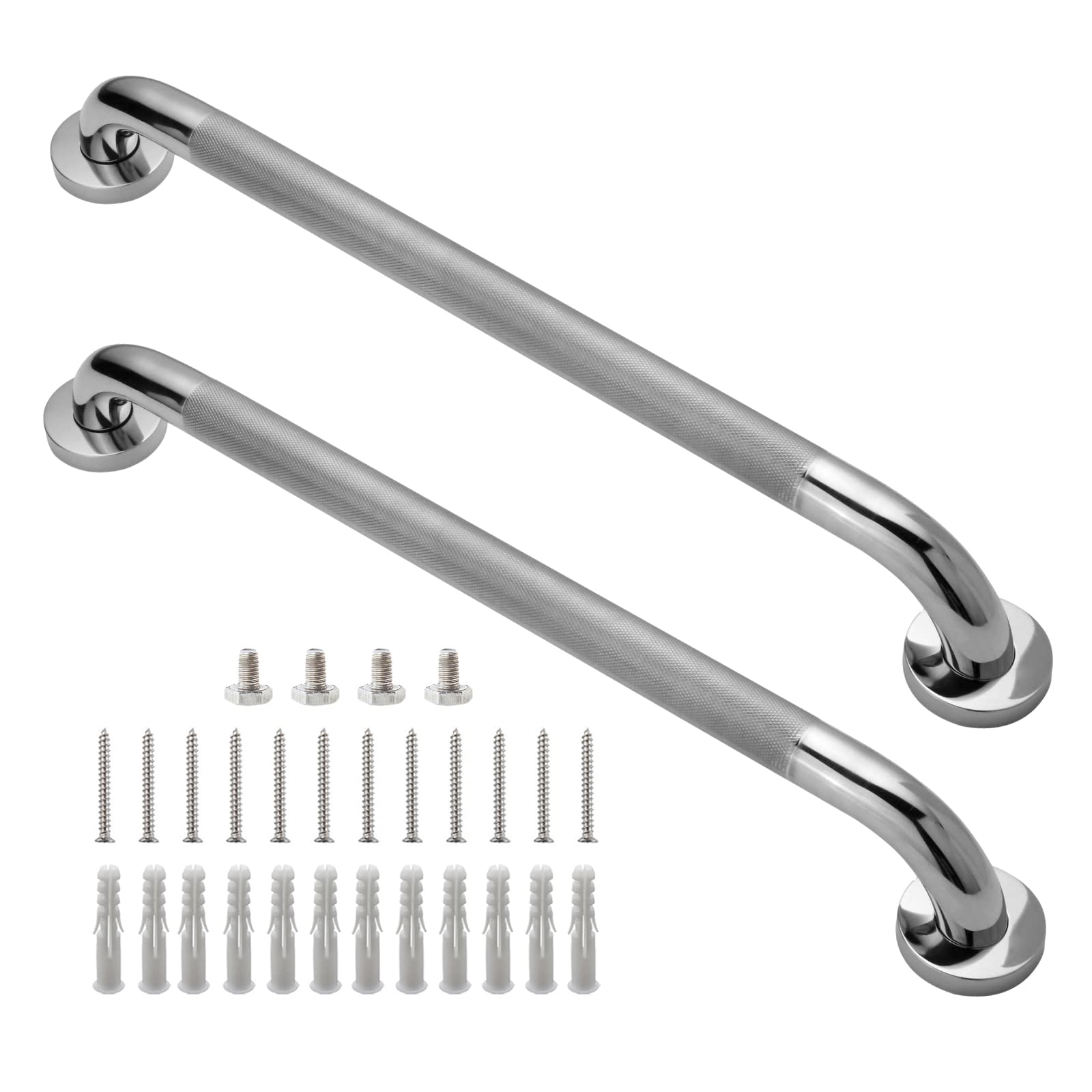 Aoibox  24 Inch 304 Stainless Steel Anti Slip Bathroom Grab Bar 1 25 Inch Diameter 2 Pack Shower Safety Handrail