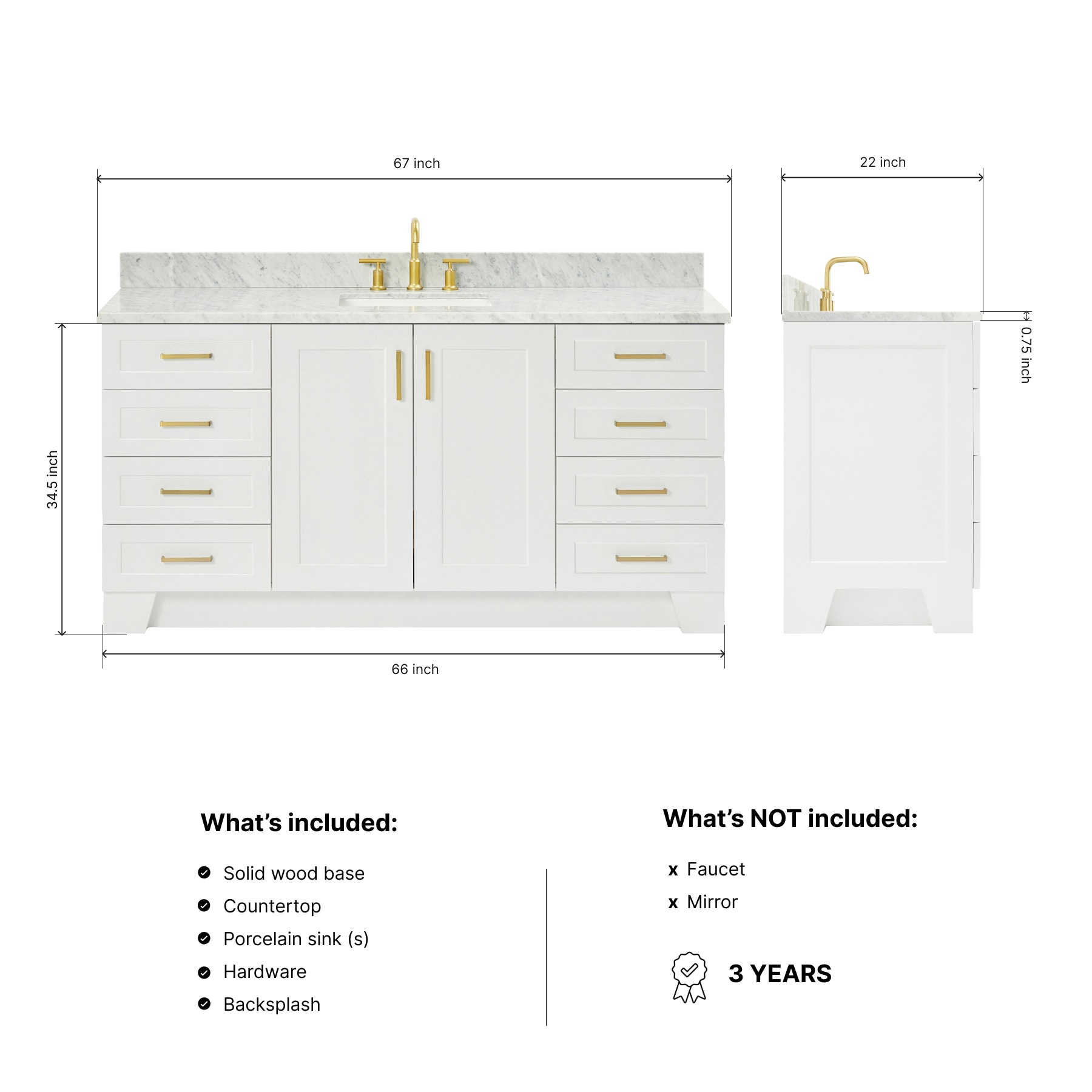 ARIEL Q067SWQOVOWHT Bath-Vanity-Combo - View #4