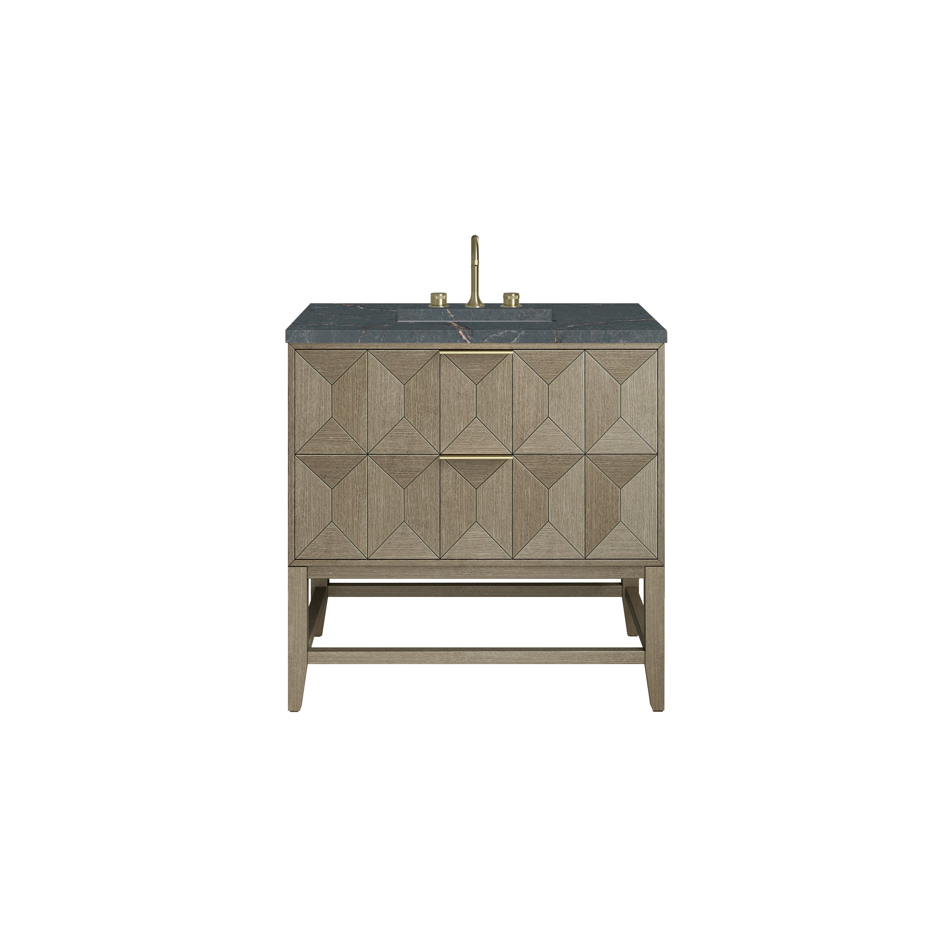 James Martin Vanities D100-V36-PBO-3PBL Emmeline 36-in Pebble Oak Undermount Single Sink Bathroom Vanity with Parisien Bleu Quartz Top