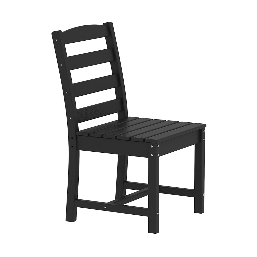 Homsee V-KF510003-02 Premium 2-Piece Armless Patio Chair Set - Weatherproof Black HDPE Outdoor Dining Chairs with 275lb Capacity
