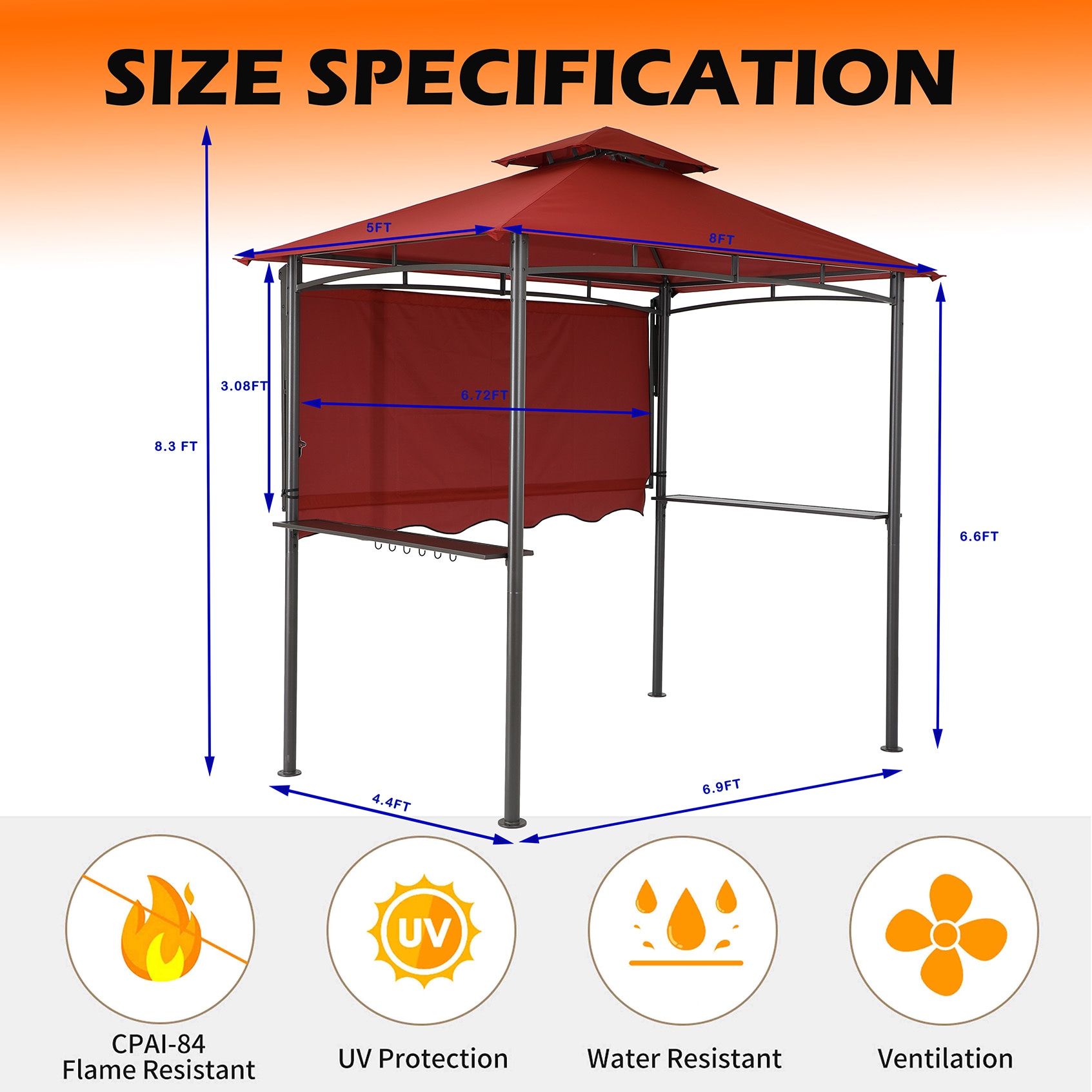 StarEcho CH-G85-CR Wood-Resin-Gazebos - View #9