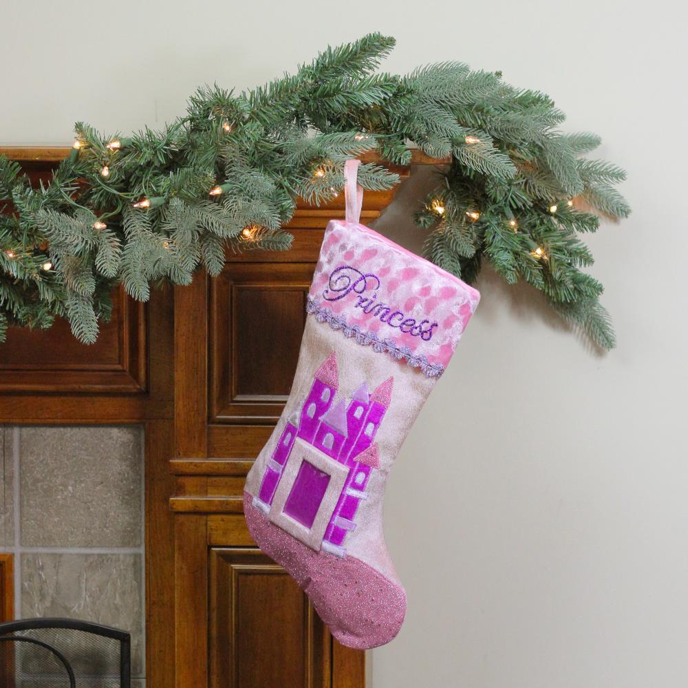 Northlight 20-in Pink and Purple Glitter Princess Christmas Stocking in ...