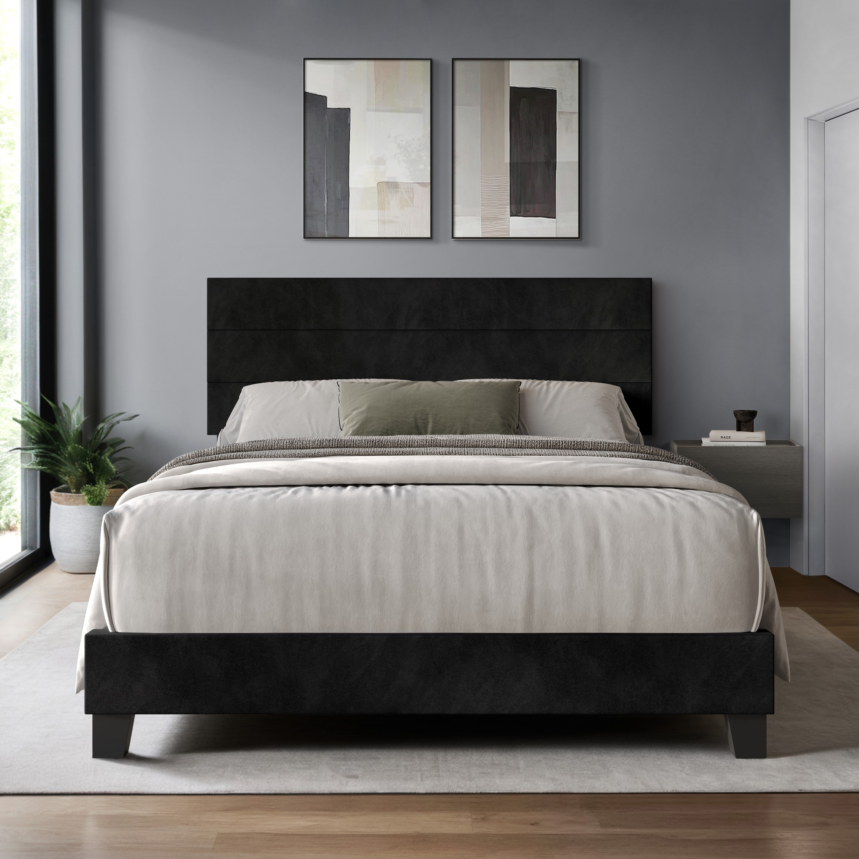 Home Design 80264-531 Corydon Black Queen Wood Panel Bed