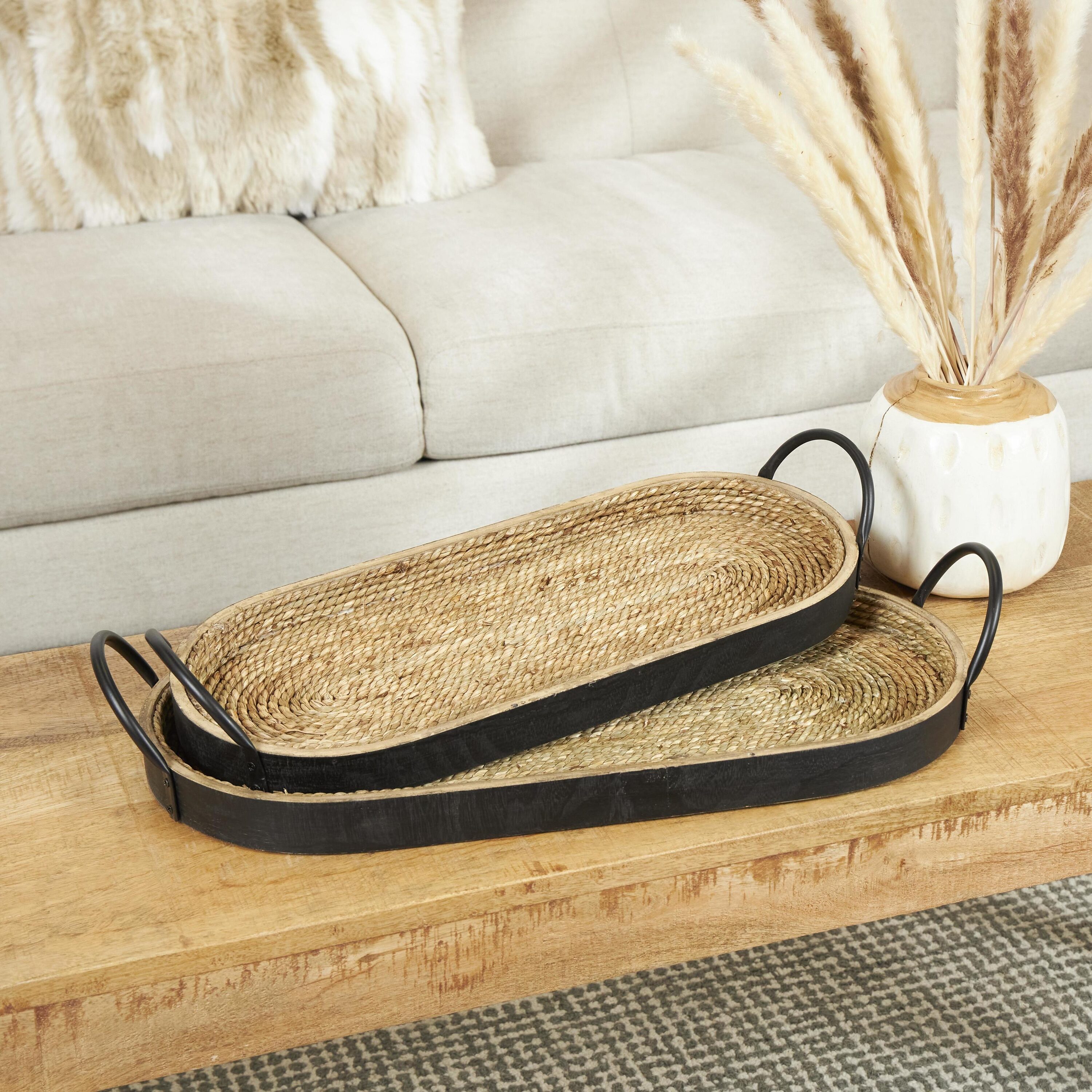 Grayson Lane 820779 2 -Pack Black Plant fiber Country Decorative tray