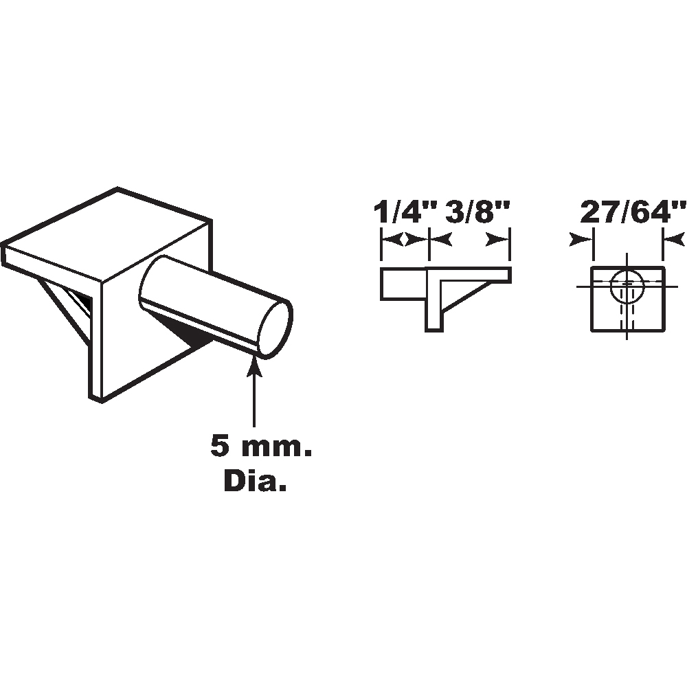 Prime-Line U 10142 0.3125-in L x 0.4063-in W x 0.3125-in D Shelf Pins (12-Pack)