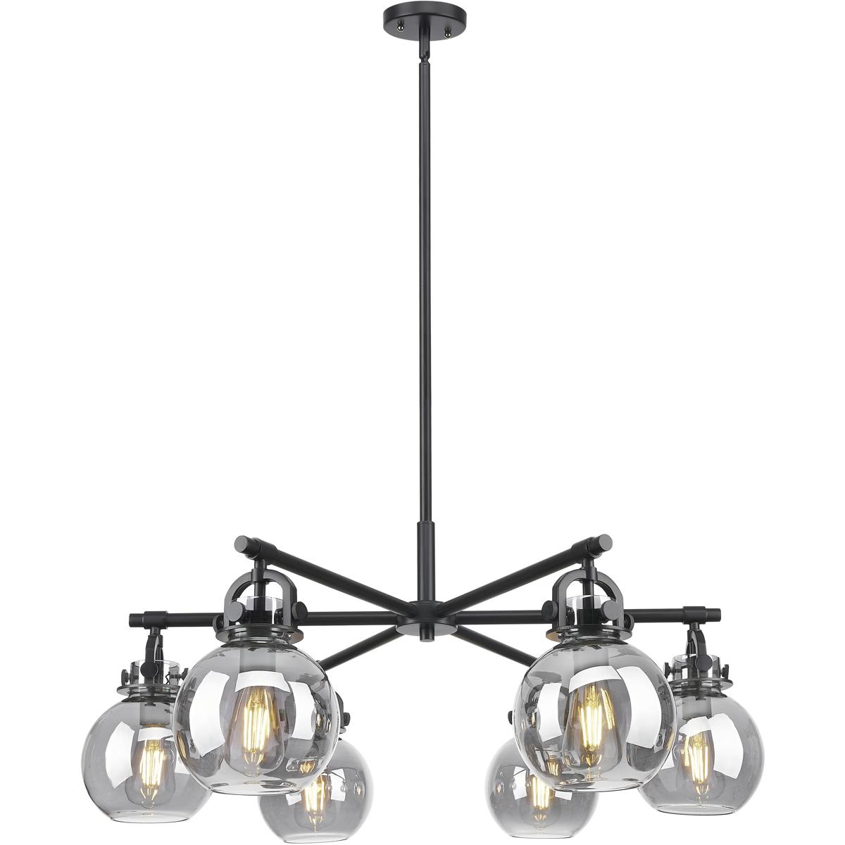 Innovations Lighting -  410-6CR-BK-G410-7SM Newton Sphere Chandelier Matte Black