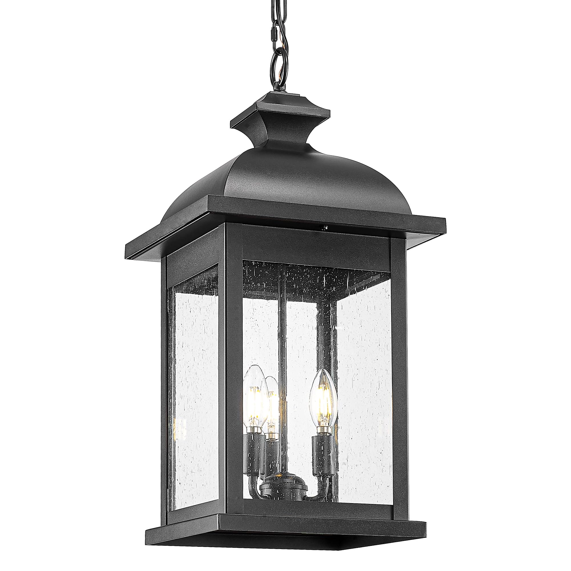 LTMATE LS4FD54H-L BK 23 in. 3-Light Outdoor Adjustable Height Pendant Light in Matte Black Finish