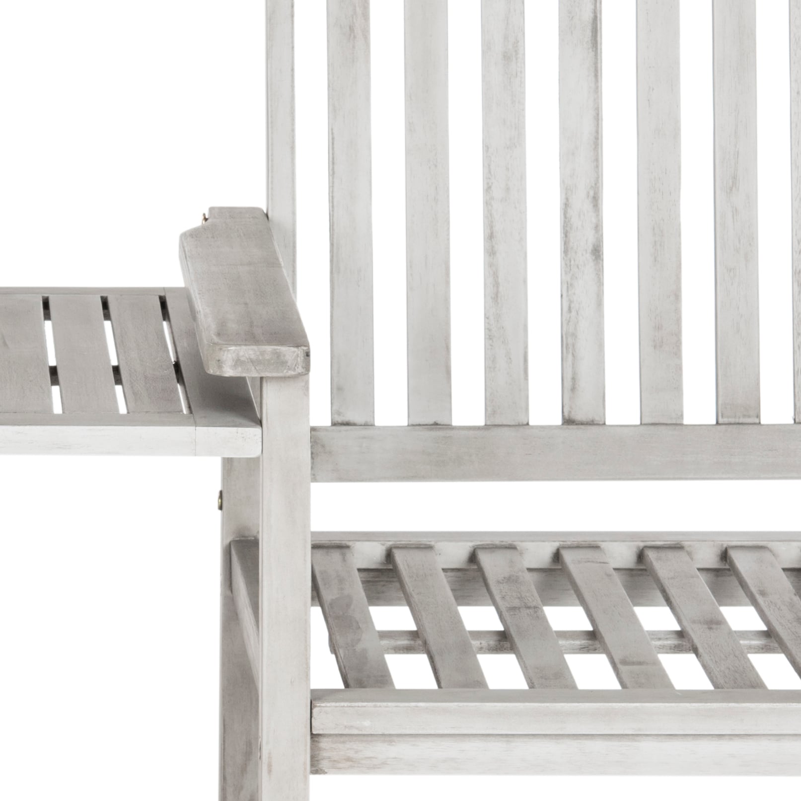 Gray Acacia Twin Seat Bench with Umbrella Table