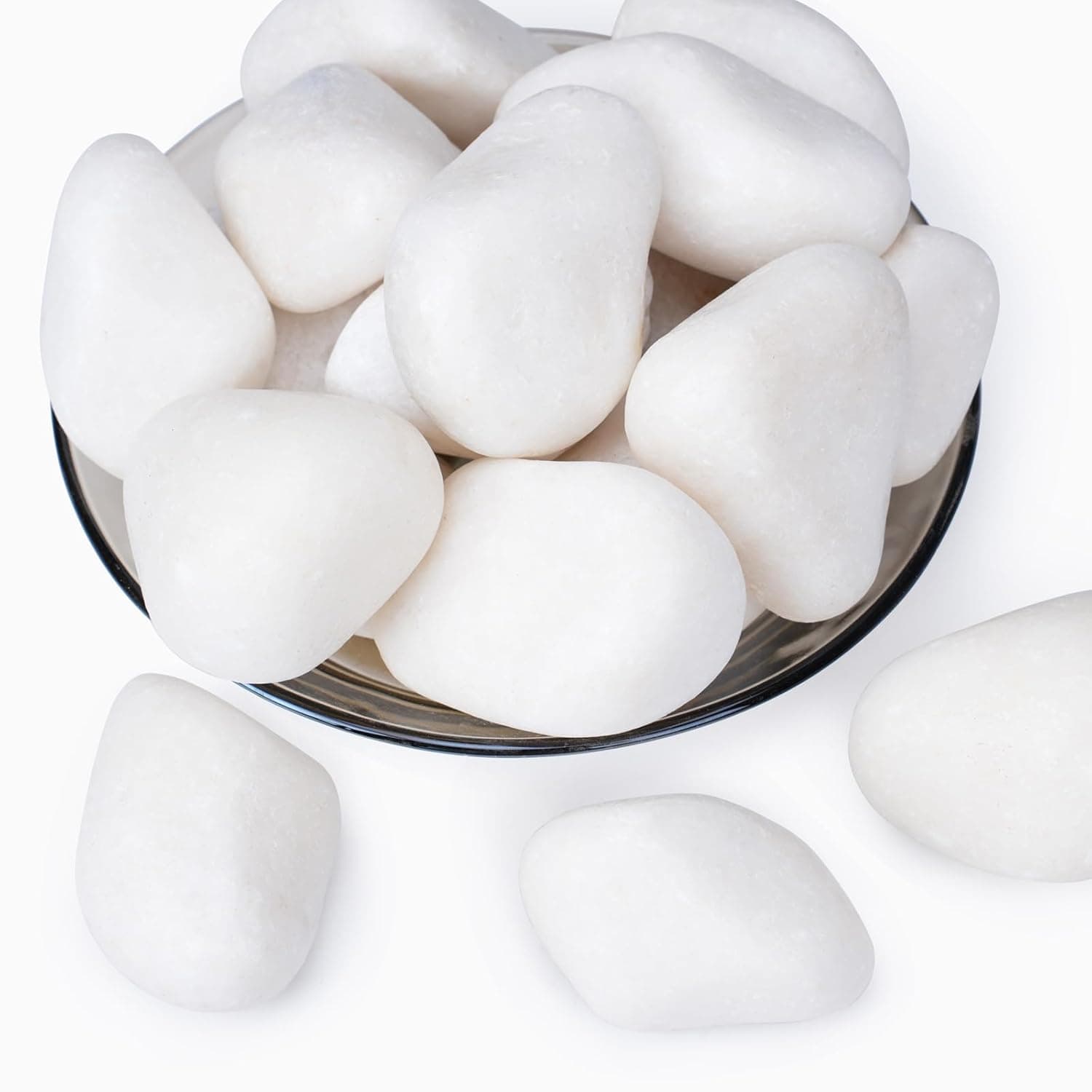 FANTIAN 20 lb Bag Large White Polished River Rocks 2 to 3 Inch Natural Decorative Landscaping Stones for Gardens Walkways Planters and Yard