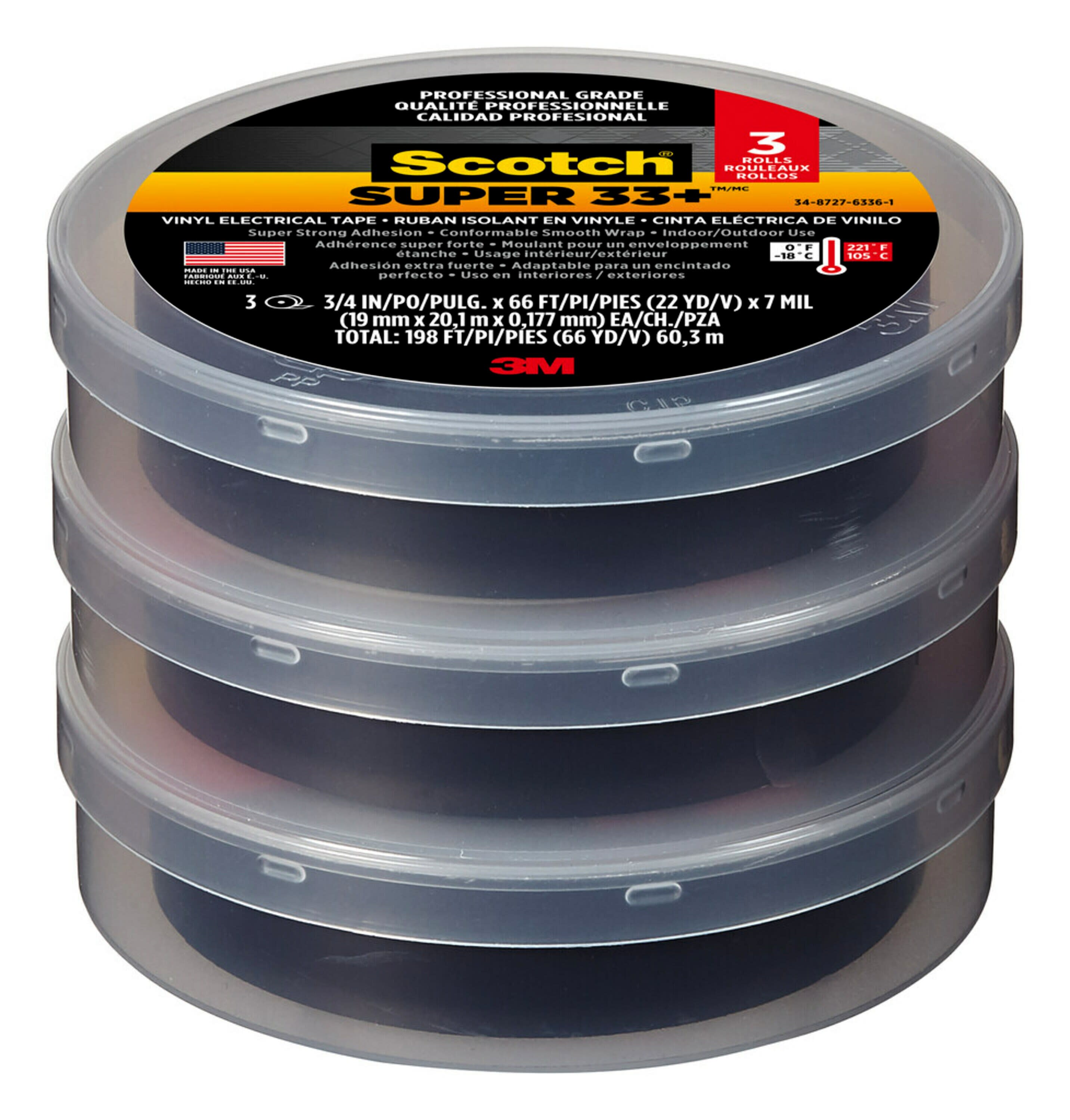 3M Scotch Super 33+ Black PVC Electrical Tape, 19mm x 6m - RS