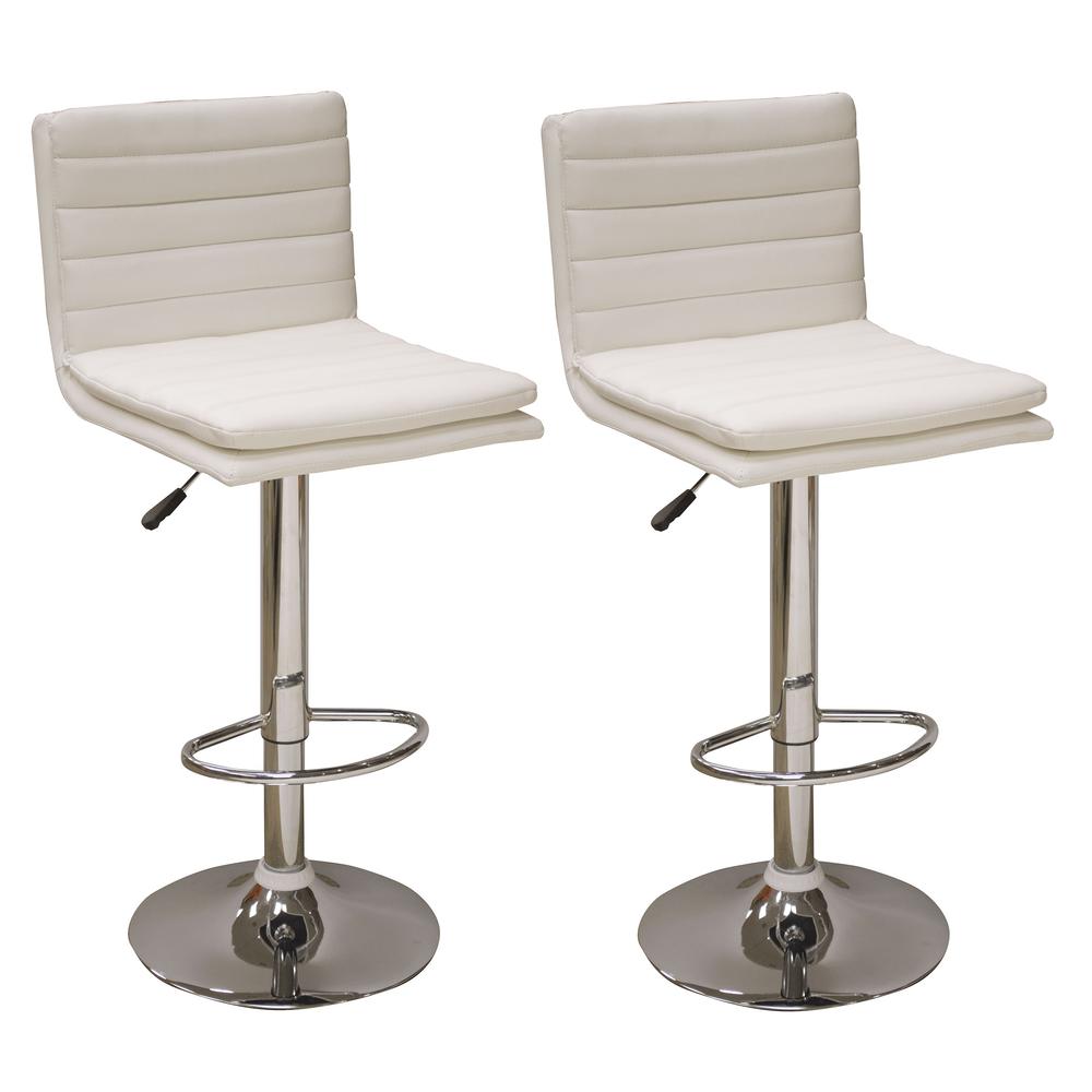 AmeriHome - White 24.0-in H Adjustable Counter height Upholstered Swivel Metal Bar Stool 2 -Pack