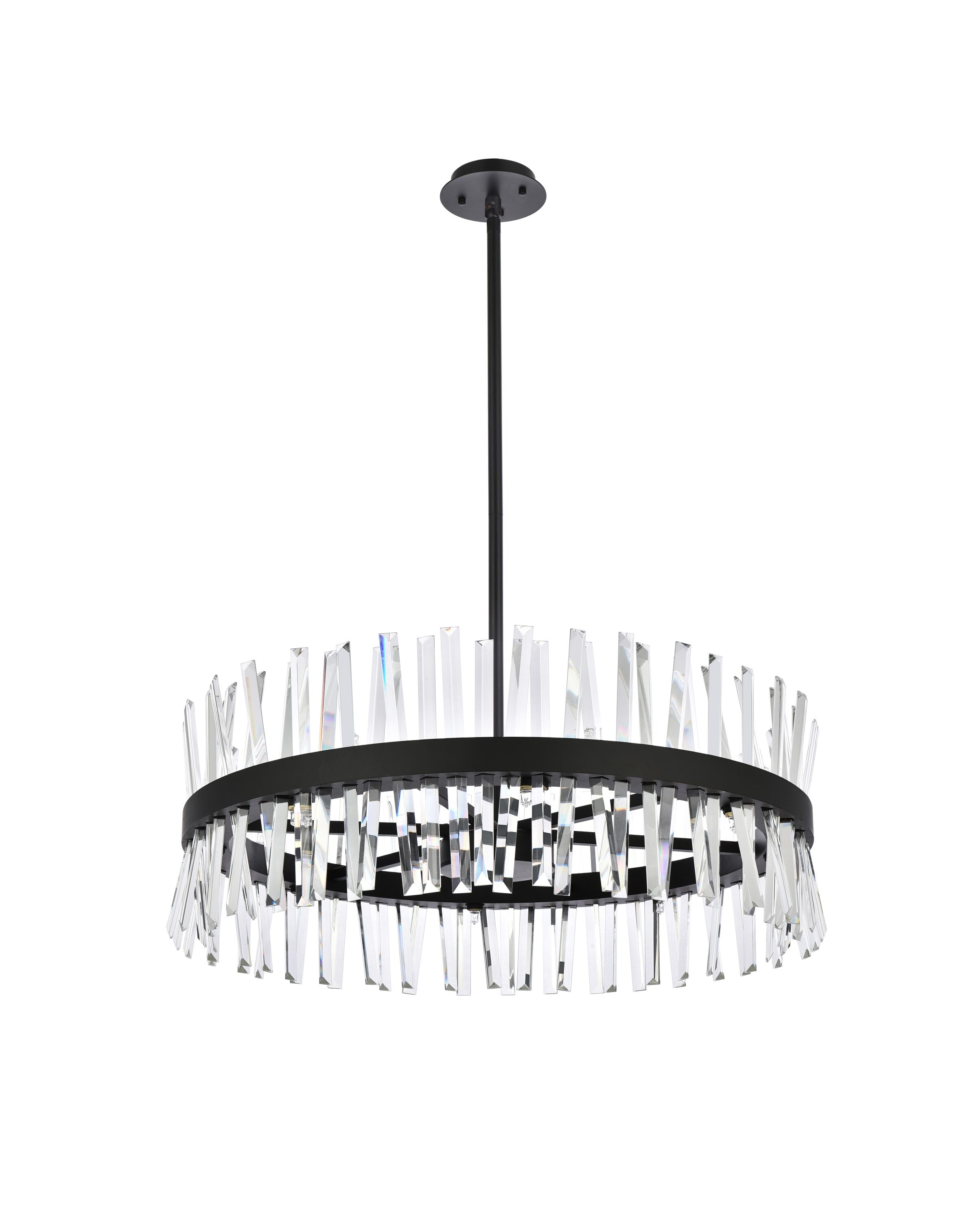 Serephina 32-Inch Black Crystal Round Chandelier