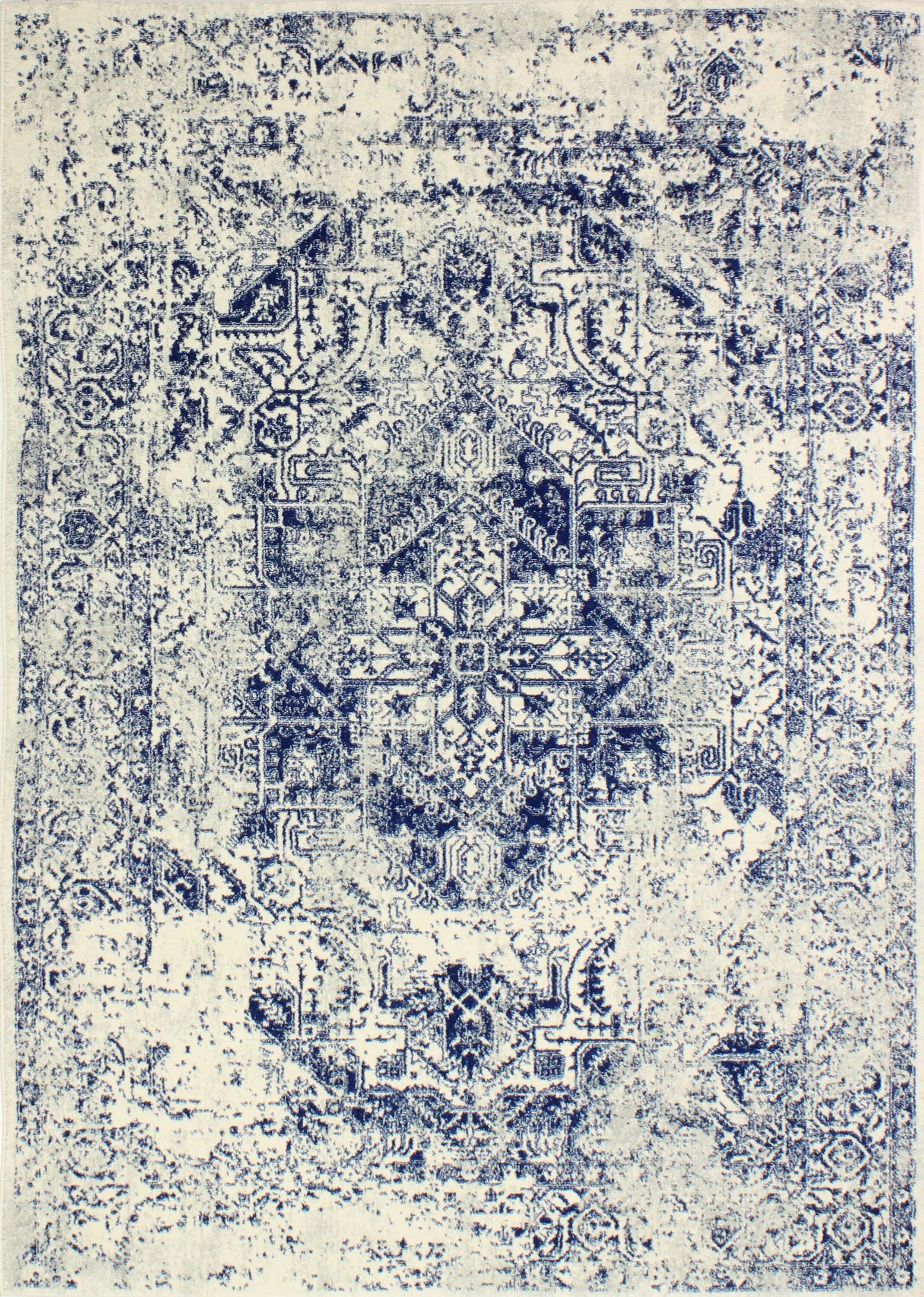 Bashian 649652247083 9 x 12 (ft) Woven Polypropylene Ivory/Blue Rectangular Indoor Abstract Oriental Area rug