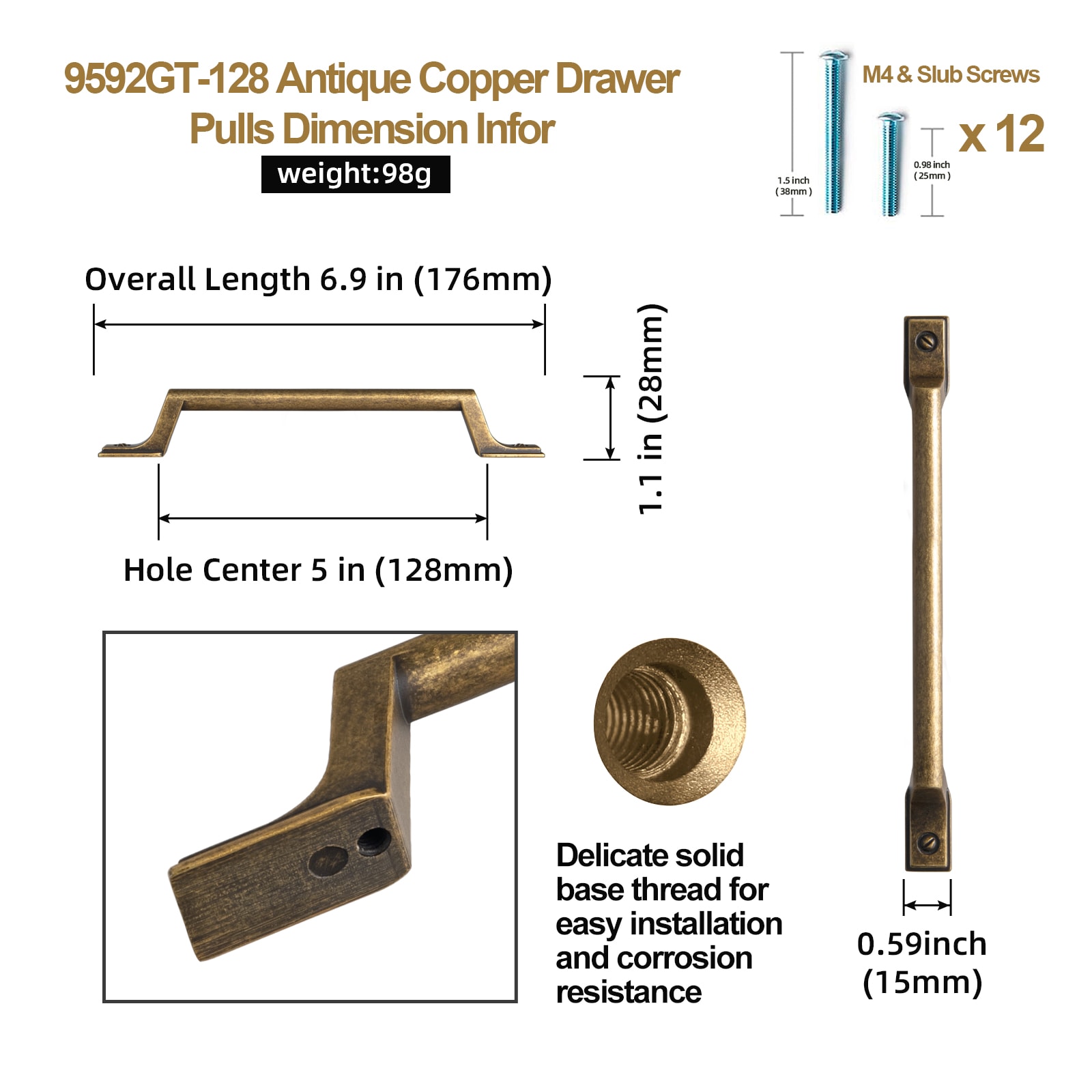 Miaokesen 9592GT-128 Cabinet-Pulls - View #2