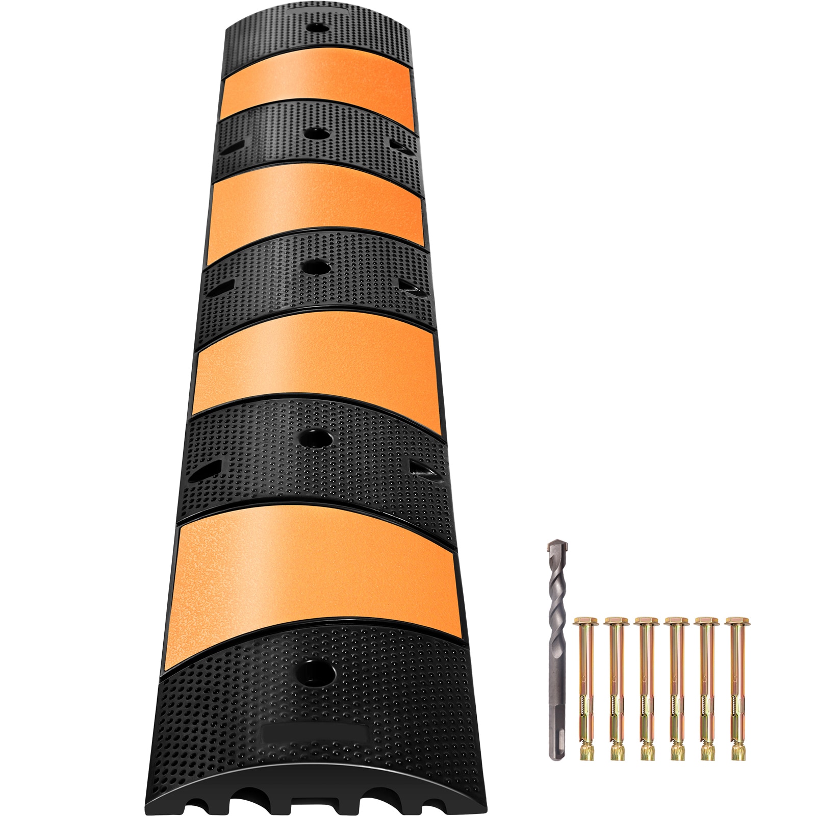 GIVIMO 1-pc 6-ft Modular Rubber Speed Bump 72.8-in by 12.2-in by 2.2-in 22000-lb Cable Protector Garage Driveway