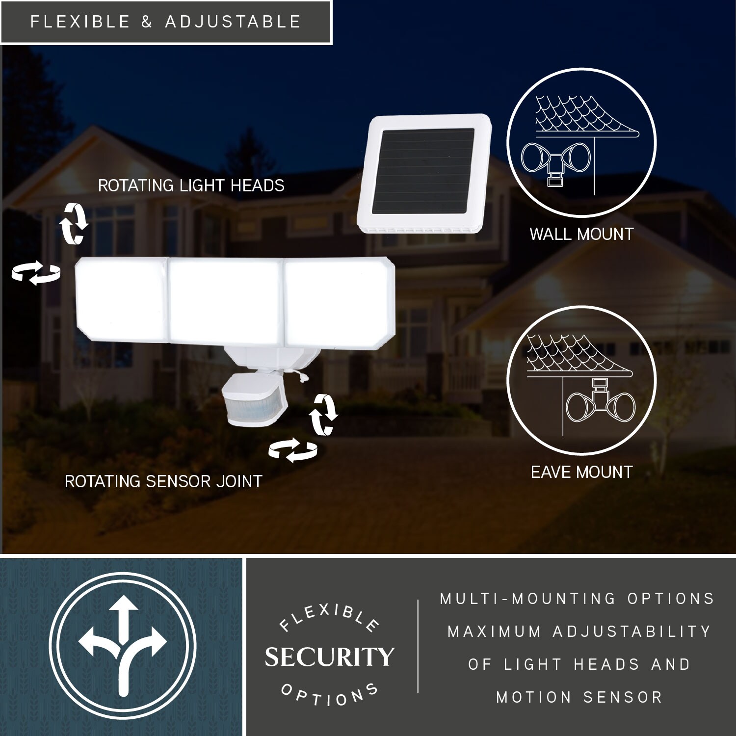 White Solar Powered LED Outdoor Security Flood Light with Motion Sensor