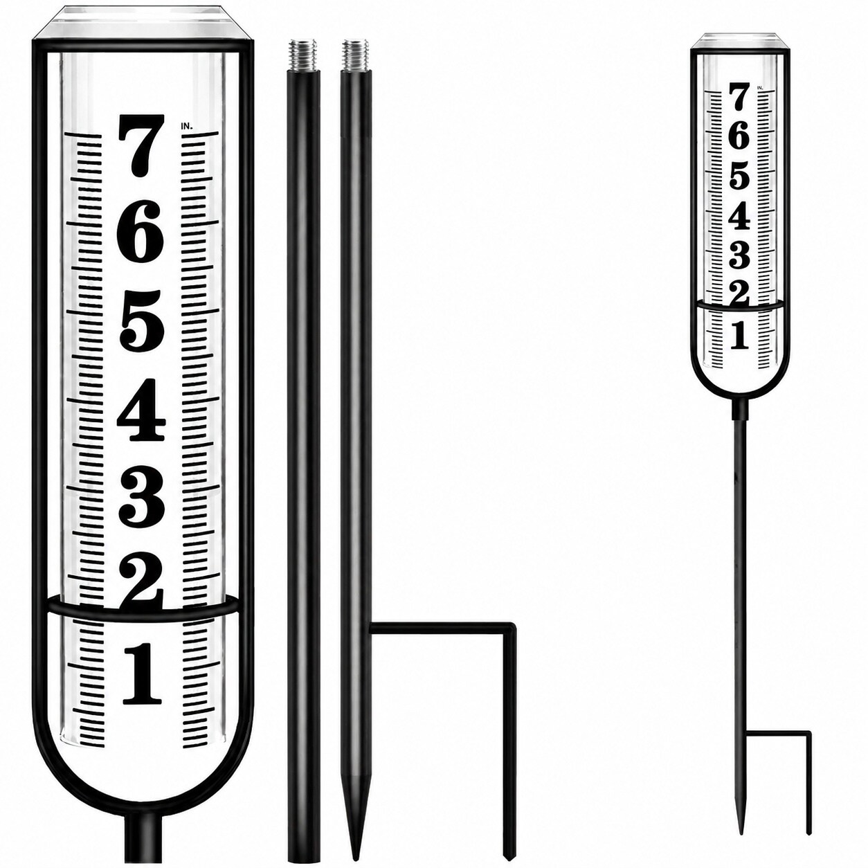 Etokfoks -  Thickened Plastic Rain Gauge Outdoor with Adjustable Cast Iron Stake Large Font Water...