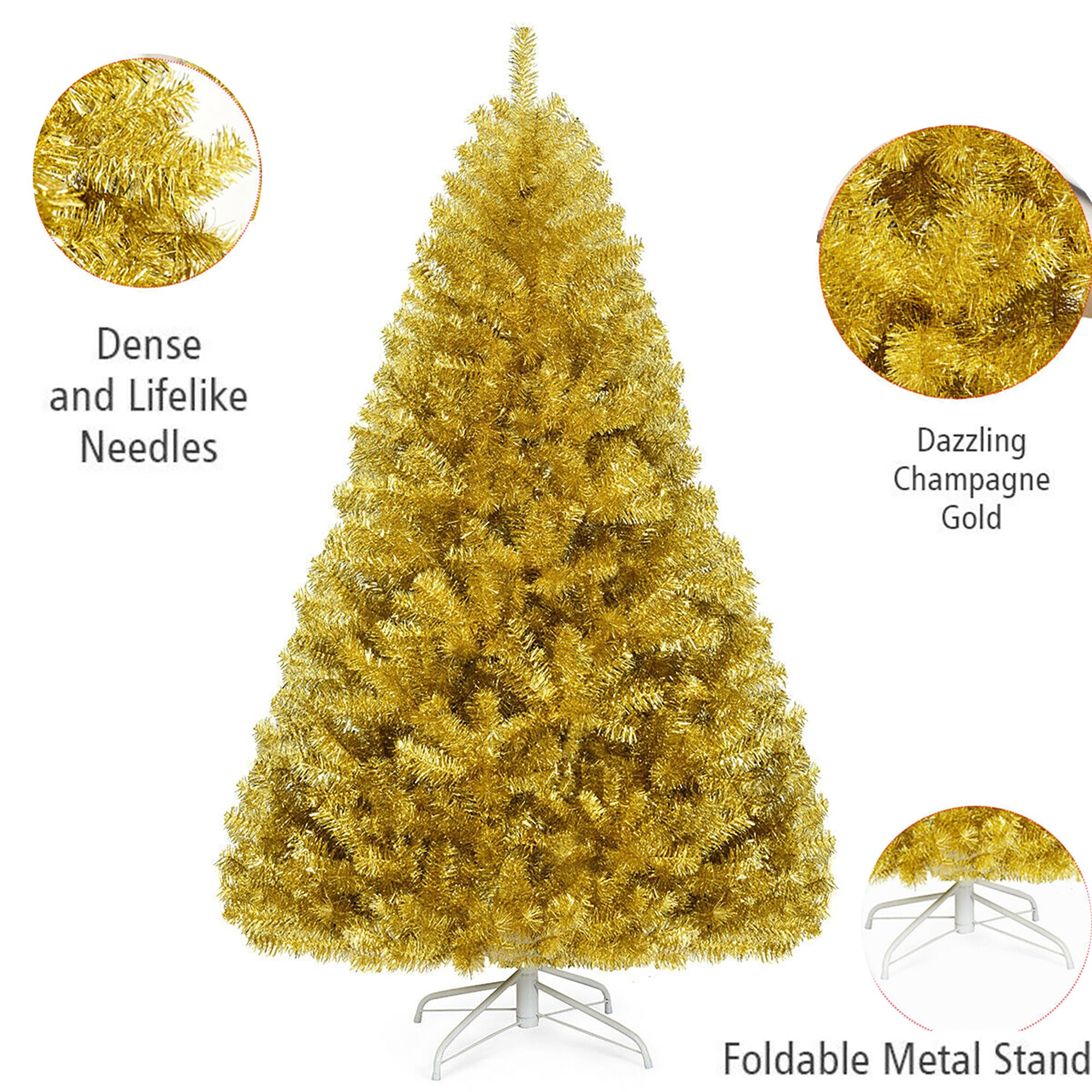 7.5-Inch Beaded Gold Metal Star Christmas Tree Topper Decoration