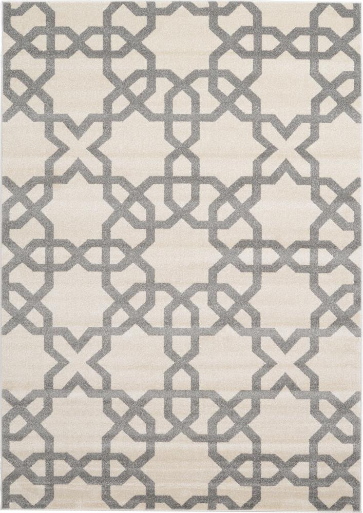 Unique Loom 3116219 Charlotte Trellis 7 x 10 (ft) Loomed Polypropylene Beige and Gray Rectangular Indoor Trellis Industrial Area rug