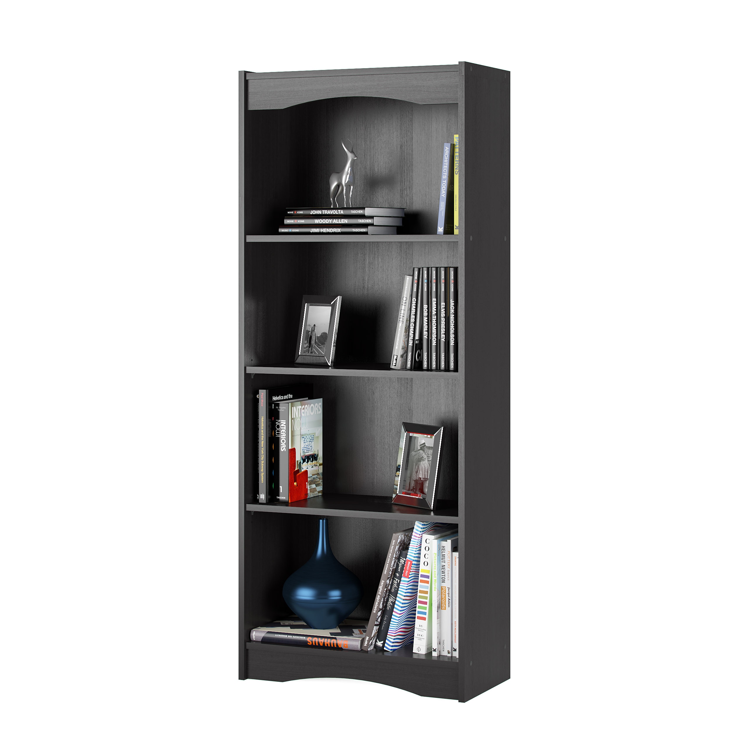 Hawthorn Midnight Black 64" Adjustable Wood Bookcase
