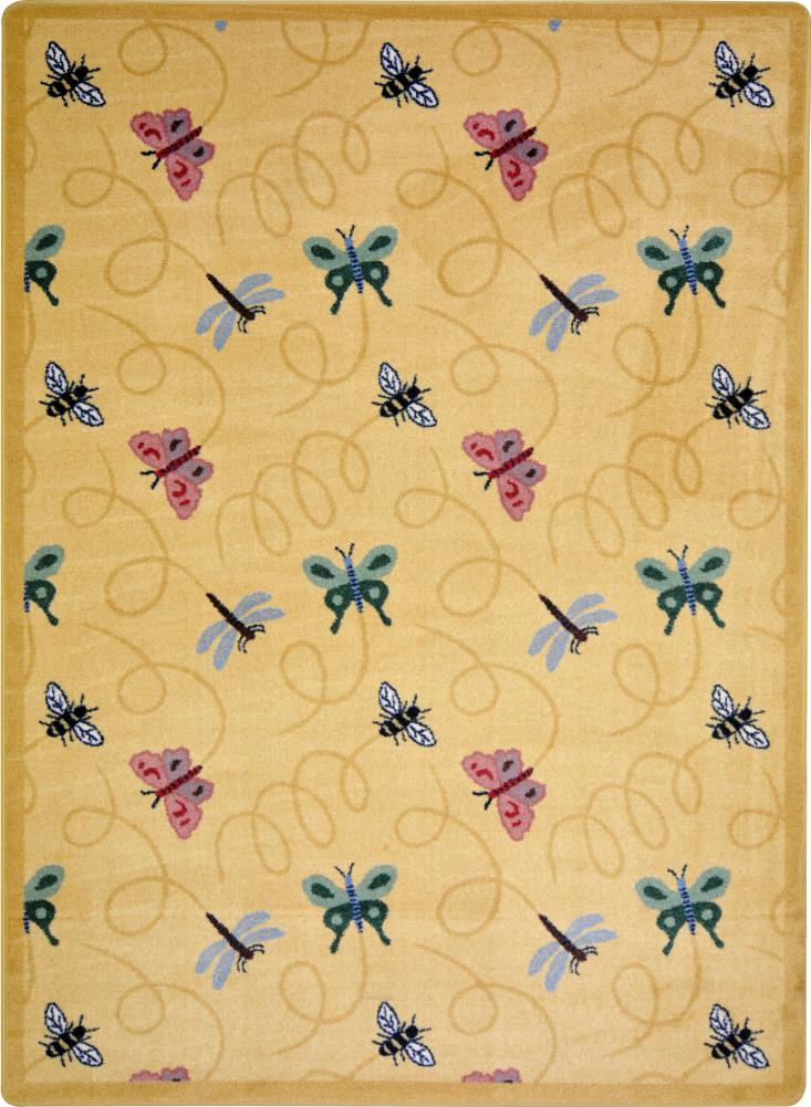 Joy Carpets Wing Dings 5 x 8 Gold Indoor Animal Print Kids Area Rug