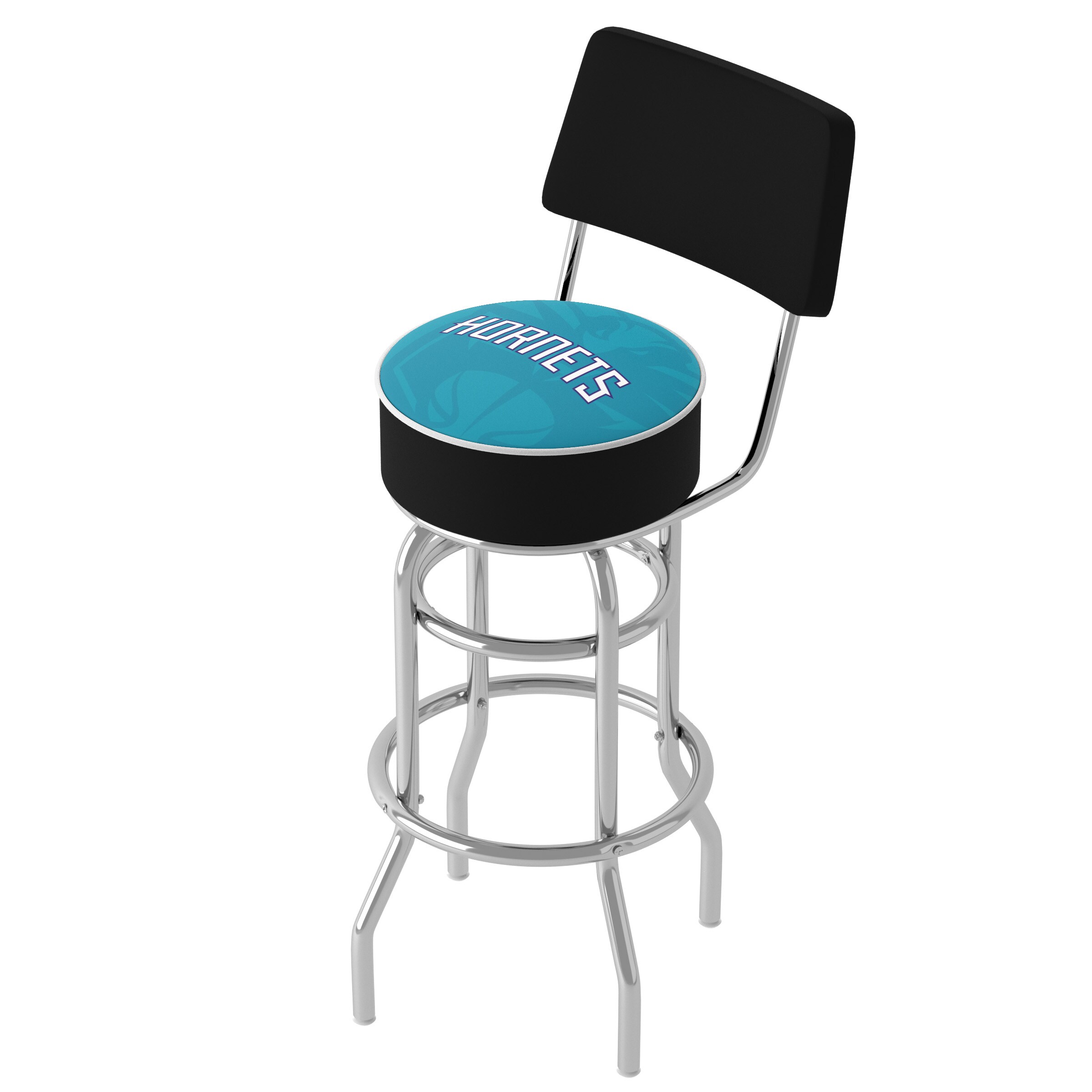 Trademark Gameroom NBA1100-CH2-TWN Charlotte Hornets 31-in H Bar height (28-in to 33-in) Round Seat Upholstered Swivel Metal Back Bar Stool Back