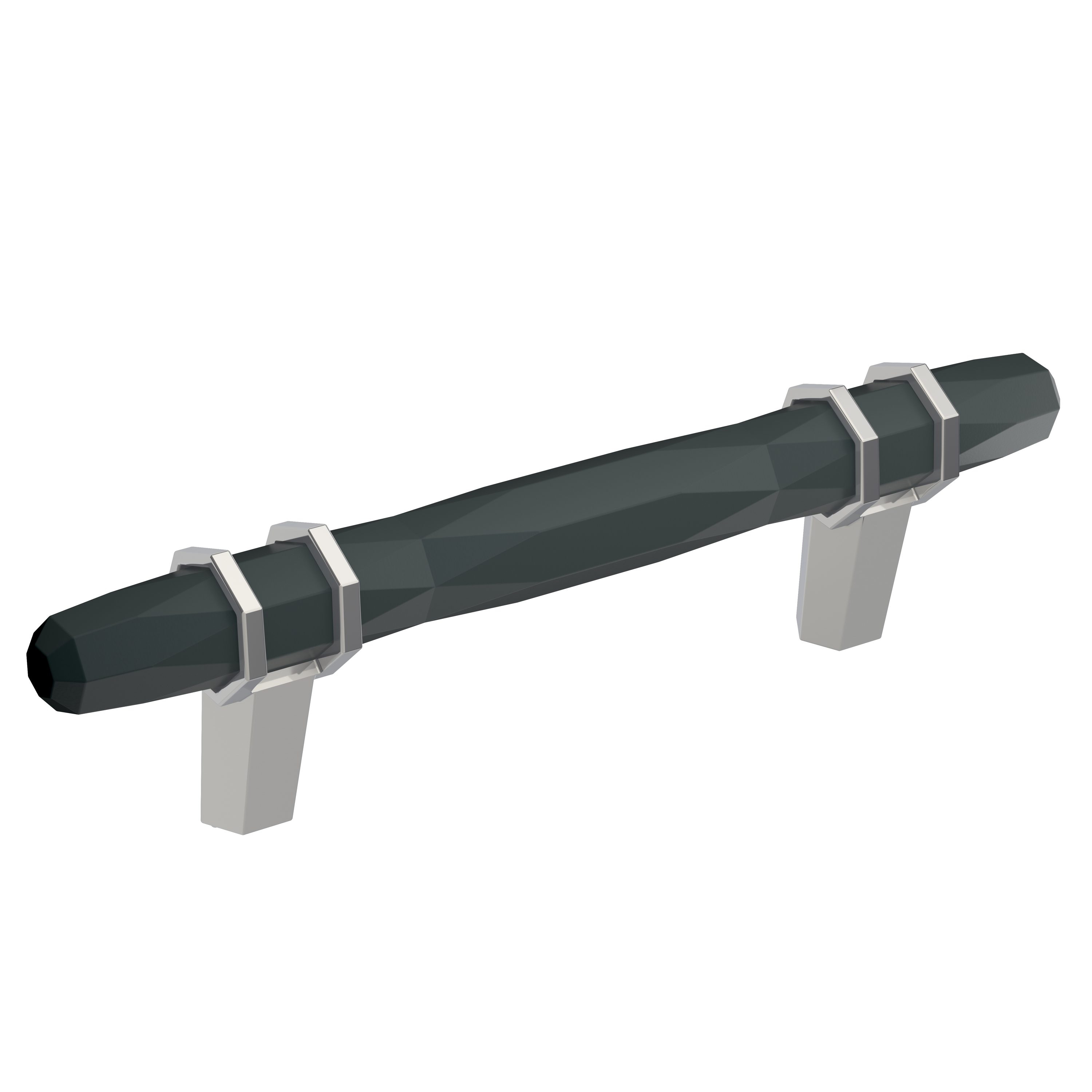 Amerock BP36648BBR26 London 3-3/4-in , 96mm Center to Center Black Bronze/Polished Chrome Cylindrical Bar