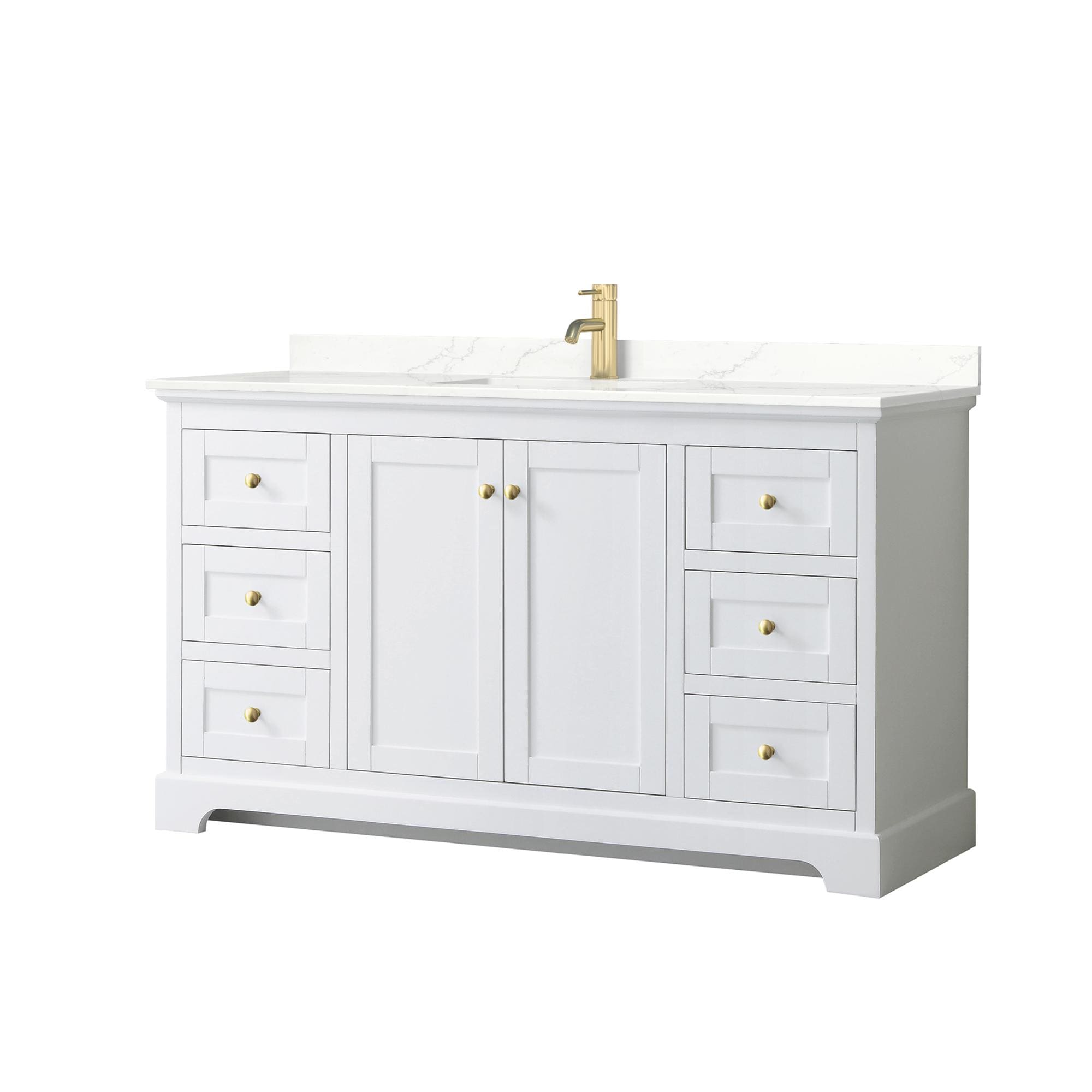 Wyndham Collection WCV232360SWGGTUNSMXX Avery 60-in White Undermount Single Sink Bathroom Vanity with Giotto Quartz Top