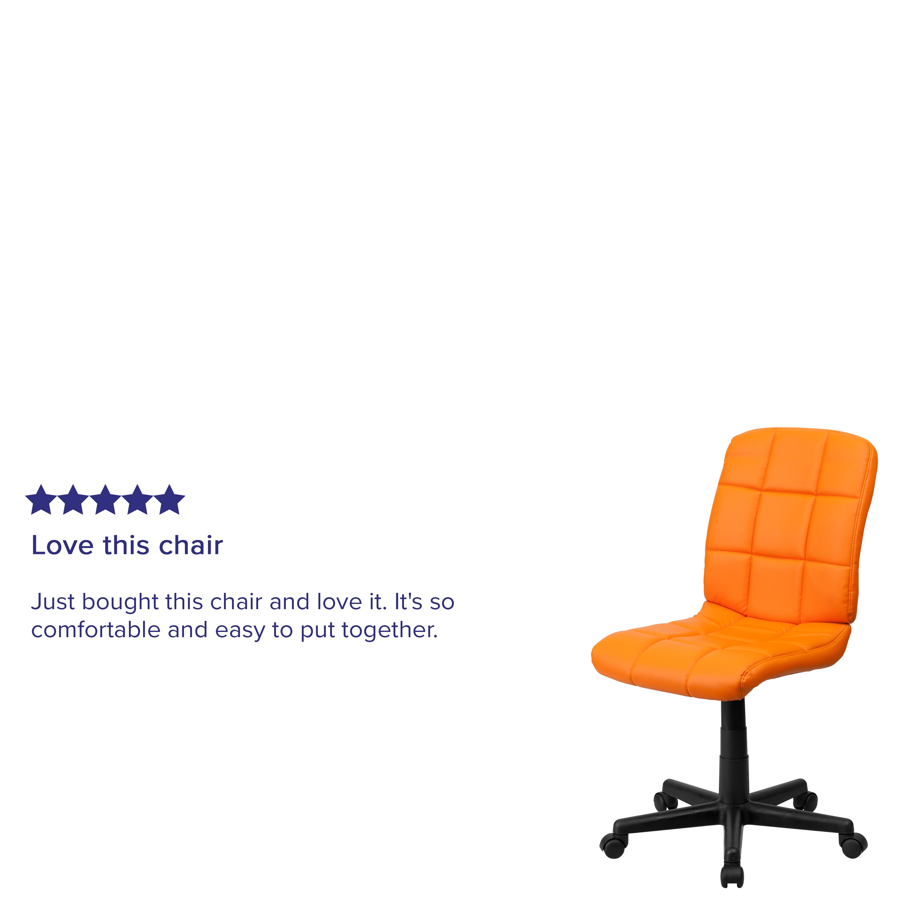 Ergonomic Mid-Back Orange Vinyl Swivel Task Chair