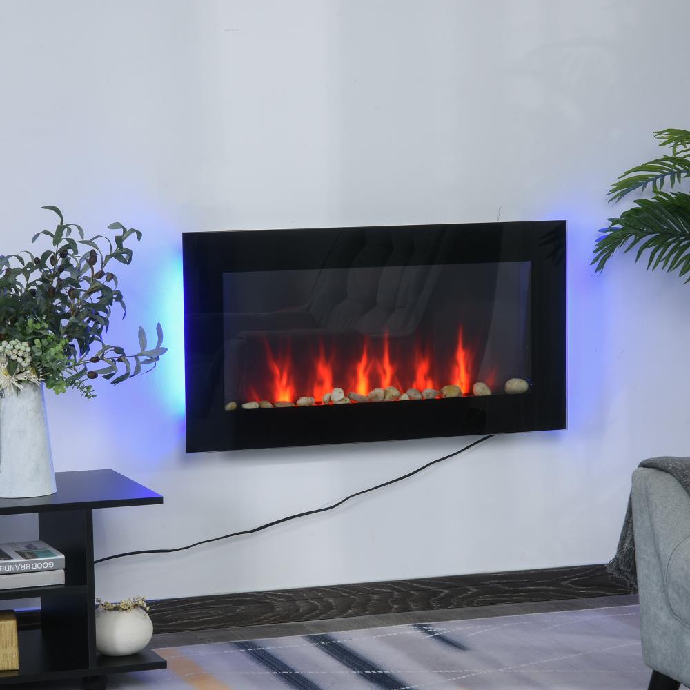 Charles Keasing hoofdstad Geurloos HomCom 35.75-in W Black LED Electric Fireplace in the Electric Fireplaces  department at Lowes.com