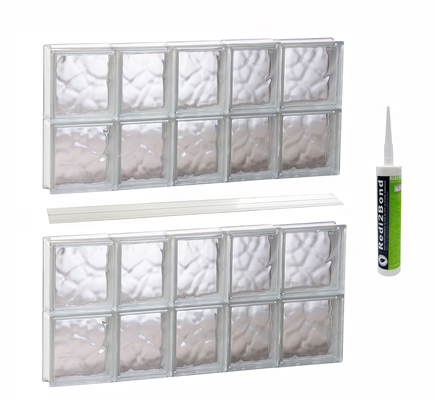 REDI2SET S3432DC Wavy Glass 32-3/4-in x 31-in Frameless Replacement Glass Block Window