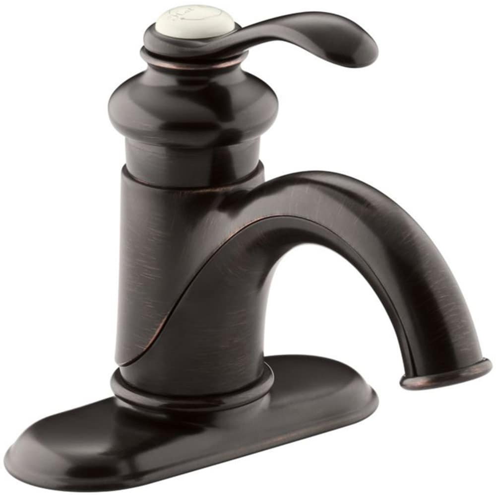 KOHLER 12181-2BZ Fairfax Oil-Rubbed Bronze 4-in centerset 1-Handle WaterSense Bathroom Sink Faucet with Drain